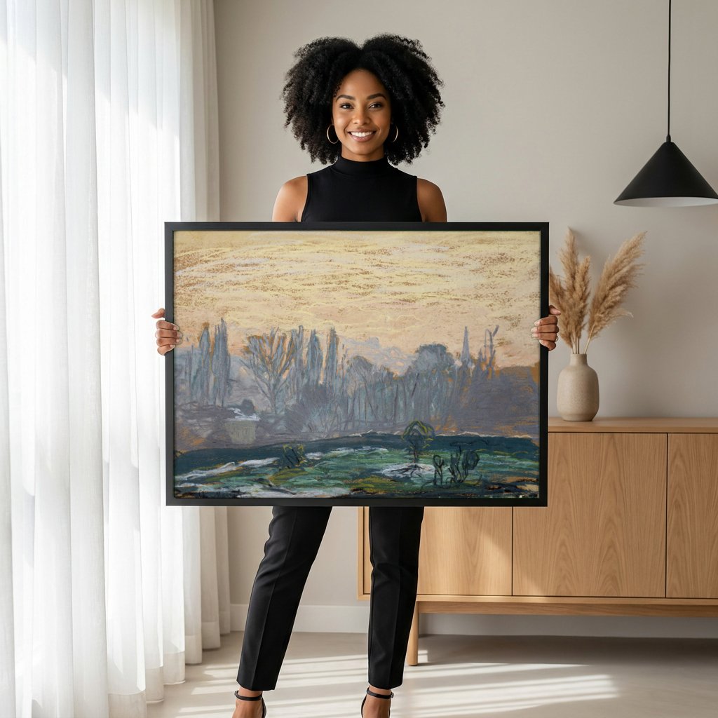 Quadro Decorativo Paisagem ao Entardecer - Claude Monet com modelo em ambiente