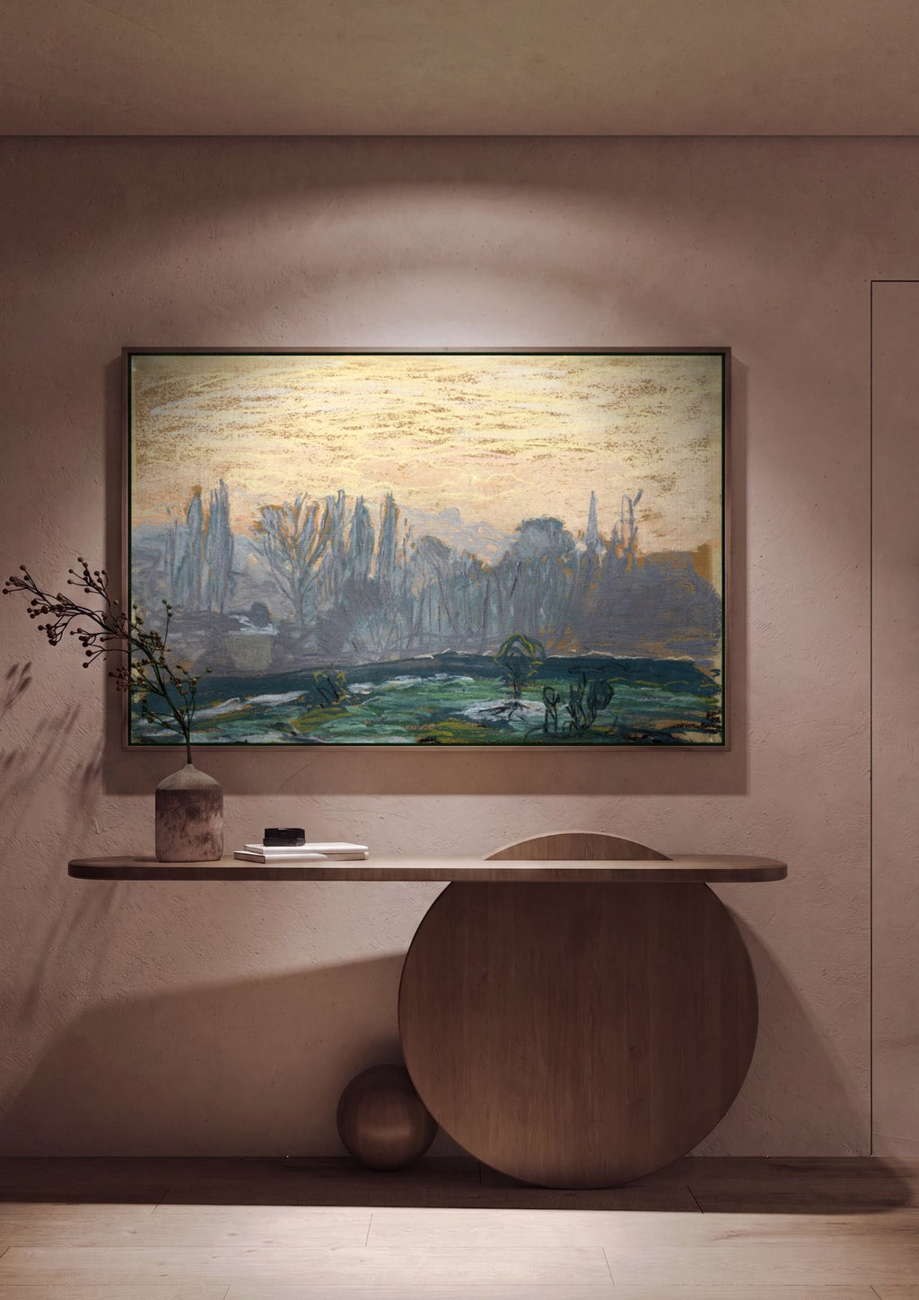Quadro Decorativo Paisagem ao Entardecer - Claude Monet em ambiente decorado