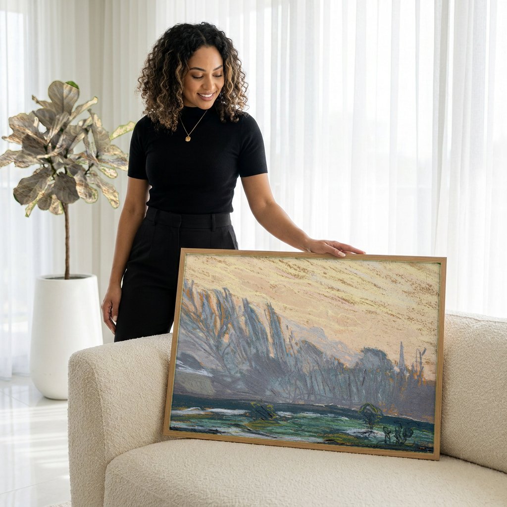 Quadro Decorativo Paisagem ao Entardecer - Claude Monet com modelo em ambiente