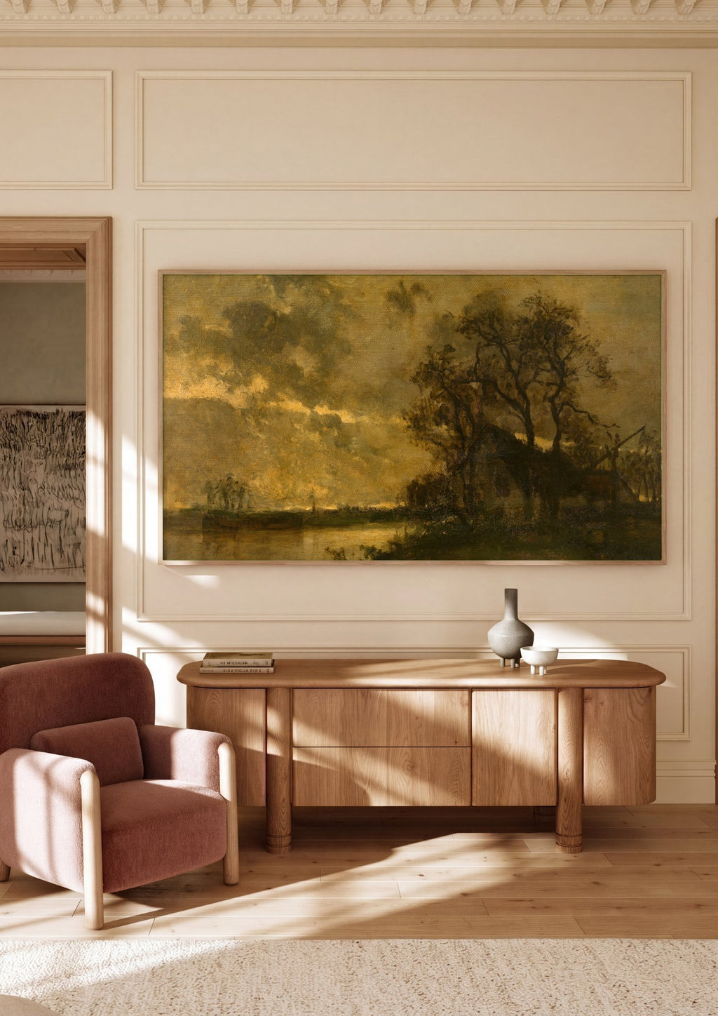 Quadro Decorativo Paisagem ao Entardecer - Johan Barthold Jongkind em ambiente decorado