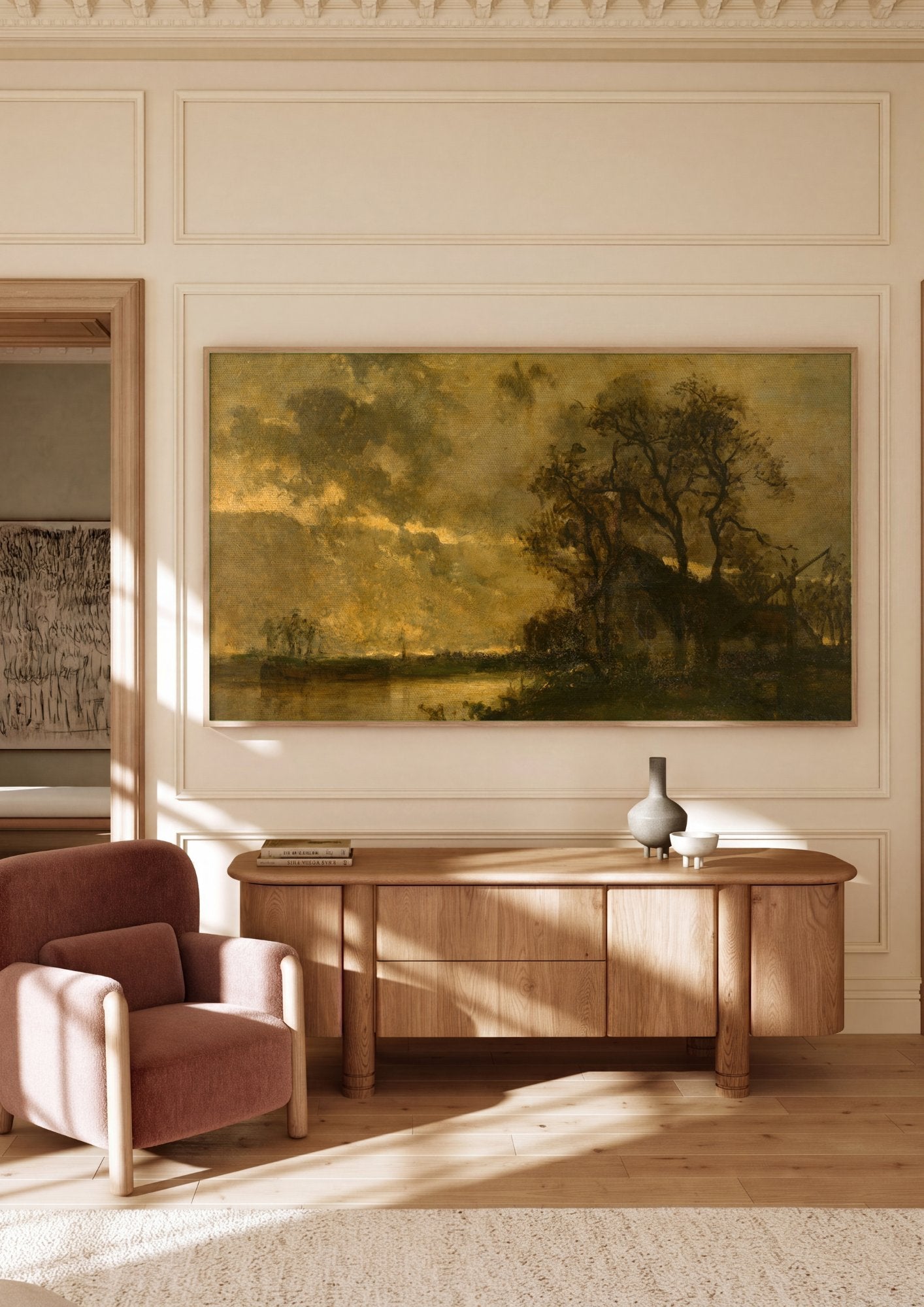 Quadro Decorativo Paisagem ao Entardecer - Johan Barthold Jongkind em ambiente decorado