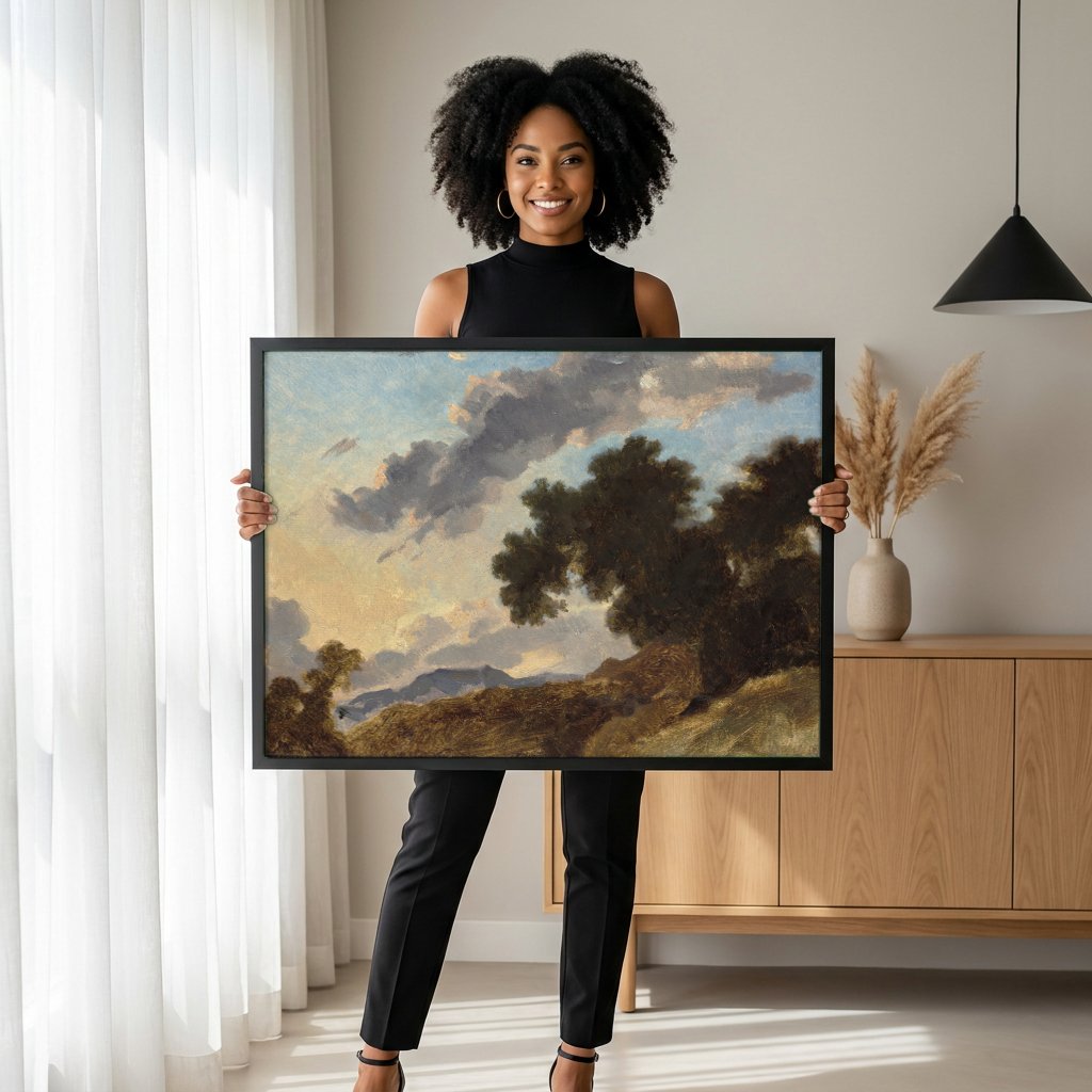 Quadro Decorativo Paisagem ao Entardecer - Fragonard com modelo em ambiente