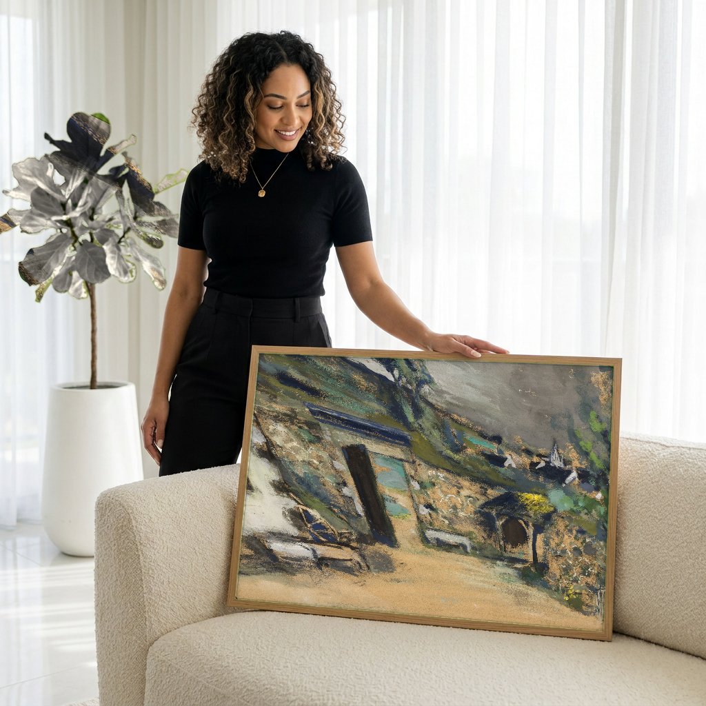 Quadro Decorativo Paisagem Rural Francesa - Édouard Vuillard com modelo em ambiente