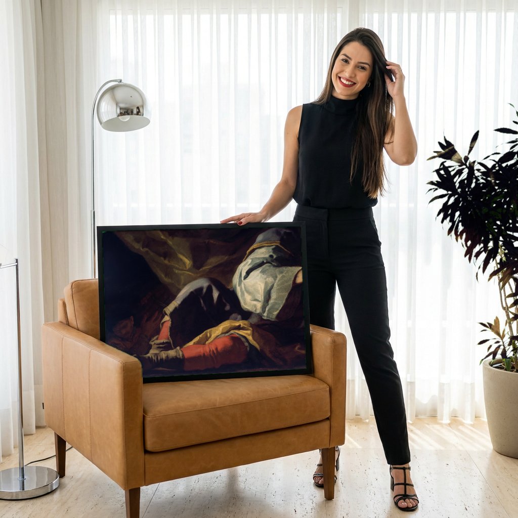 Quadro Decorativo Cenas Bíblicas - Francesco Solimena com modelo em ambiente