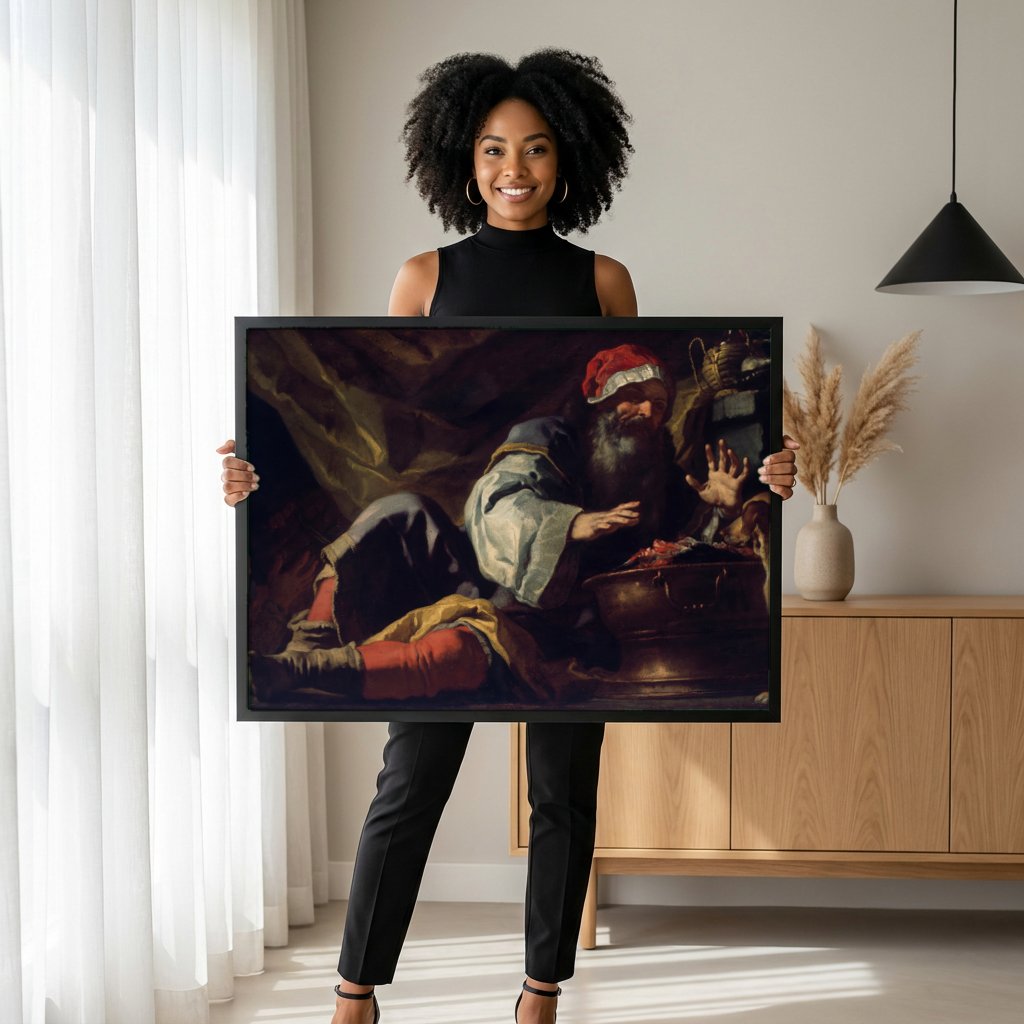 Quadro Decorativo Cenas Bíblicas - Francesco Solimena com modelo em ambiente