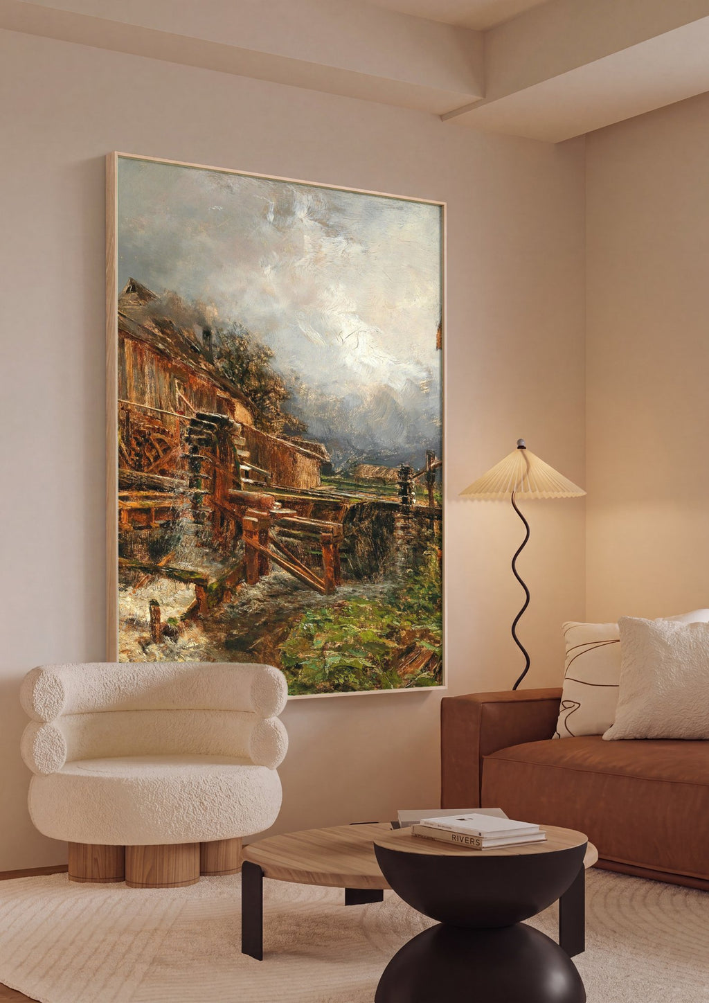 Quadro Decorativo Moinho de Água com Céu Nublado - Olga Wisinger-Florian em ambiente decorado