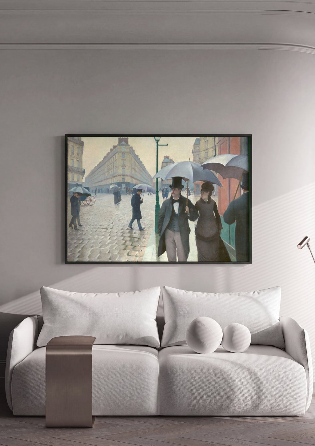Quadro Decorativo Rua de Paris em Dia Chuvoso - Caillebotte em ambiente decorado