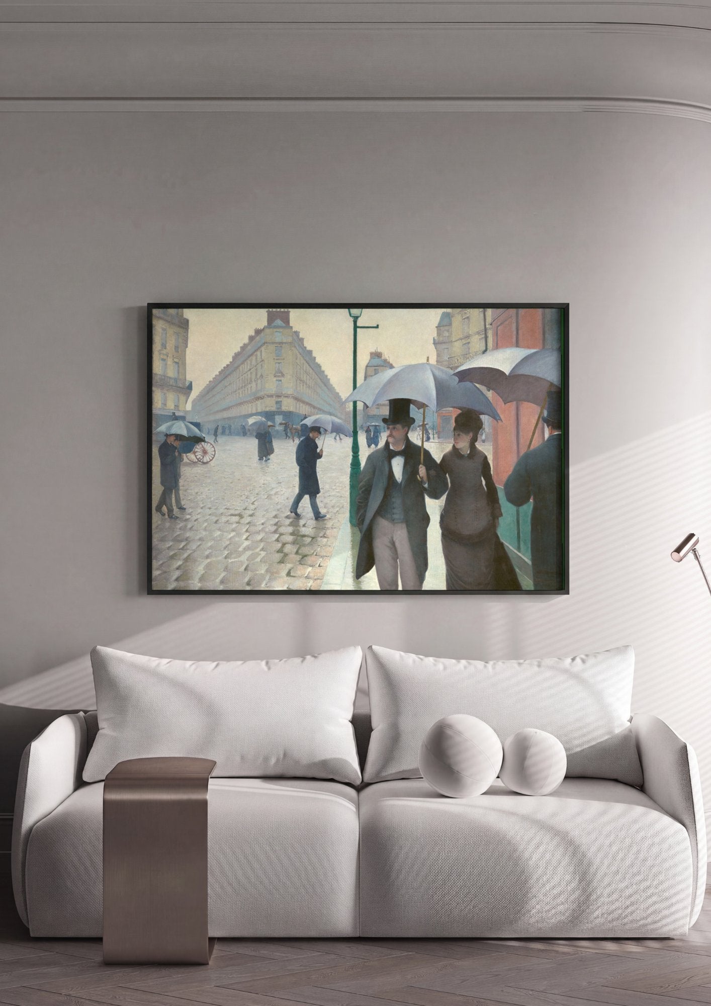Quadro Decorativo Rua de Paris em Dia Chuvoso - Caillebotte em ambiente decorado