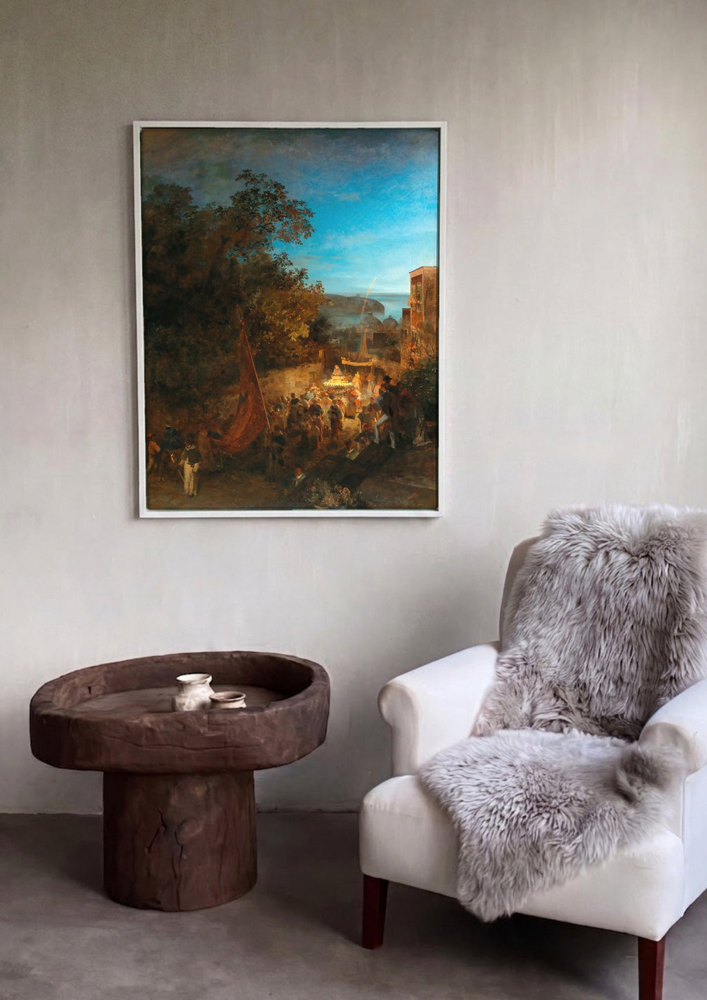 Quadro Decorativo Procissão Noturna - Achenbach em ambiente decorado