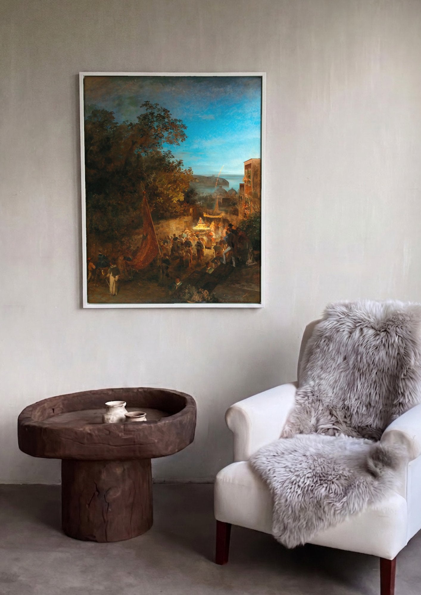 Quadro Decorativo Procissão Noturna - Achenbach em ambiente decorado