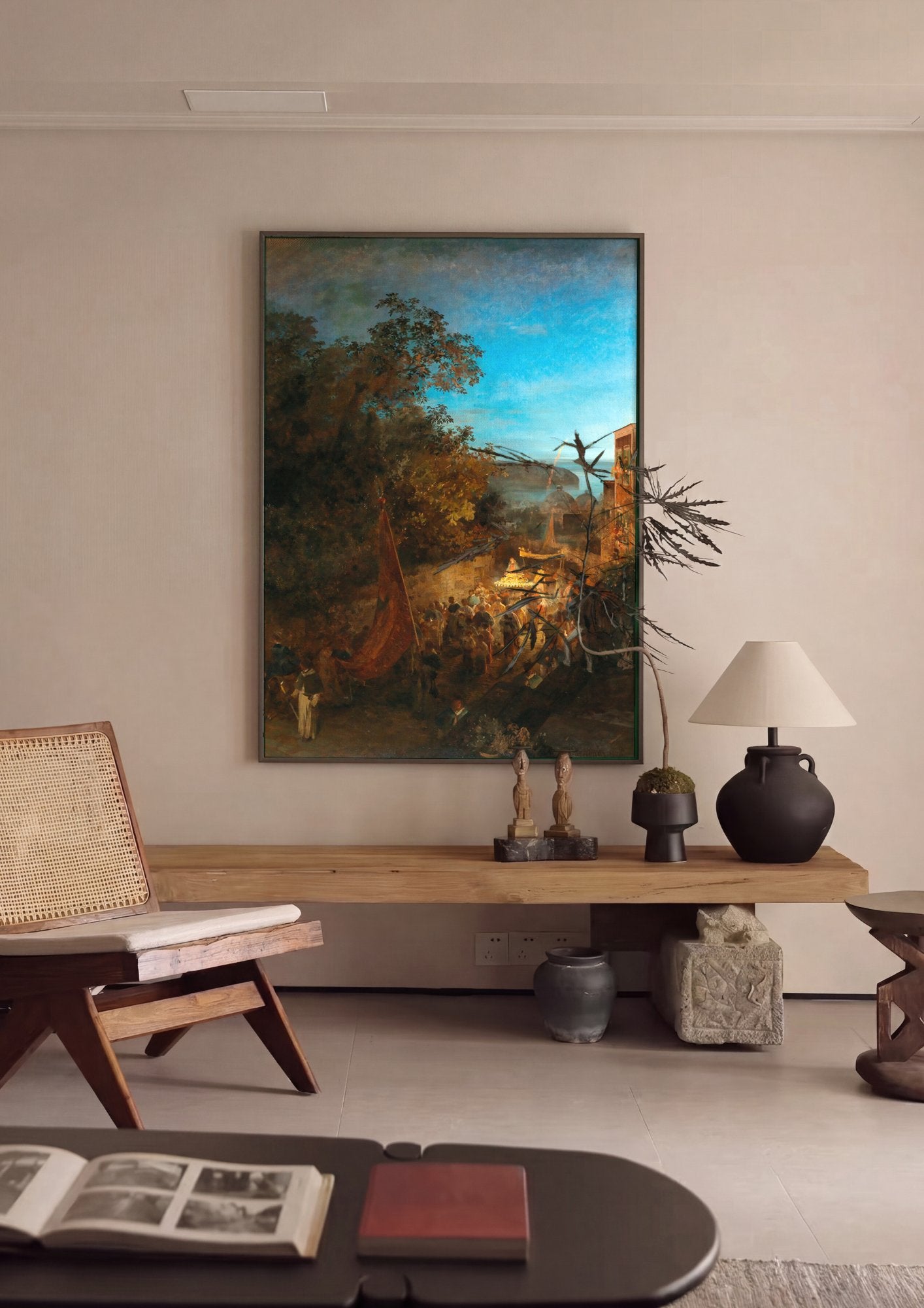 Quadro Decorativo Procissão Noturna - Achenbach em ambiente decorado