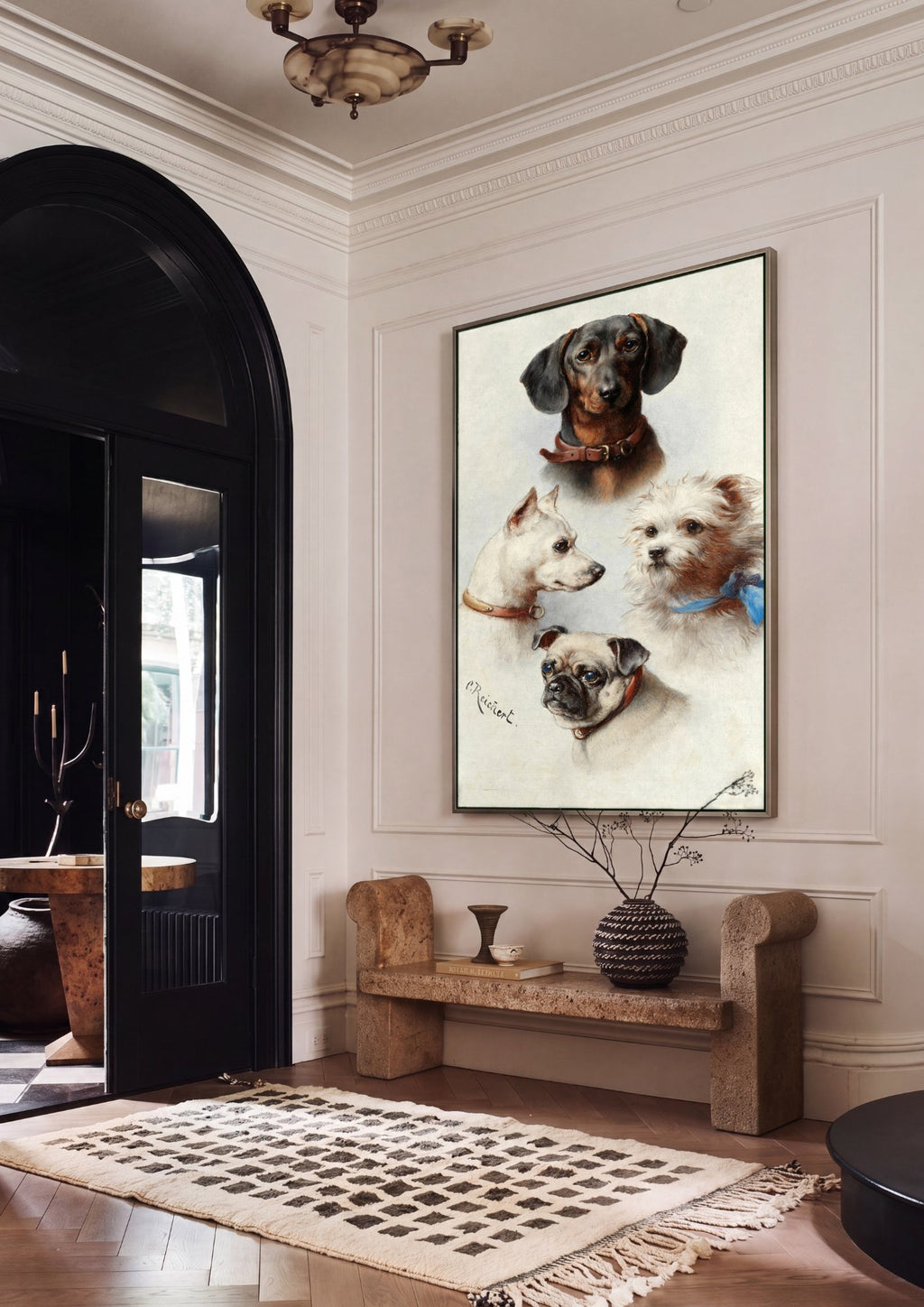 Quadro Decorativo Cães Fofos - Carl Reichert em ambiente decorado