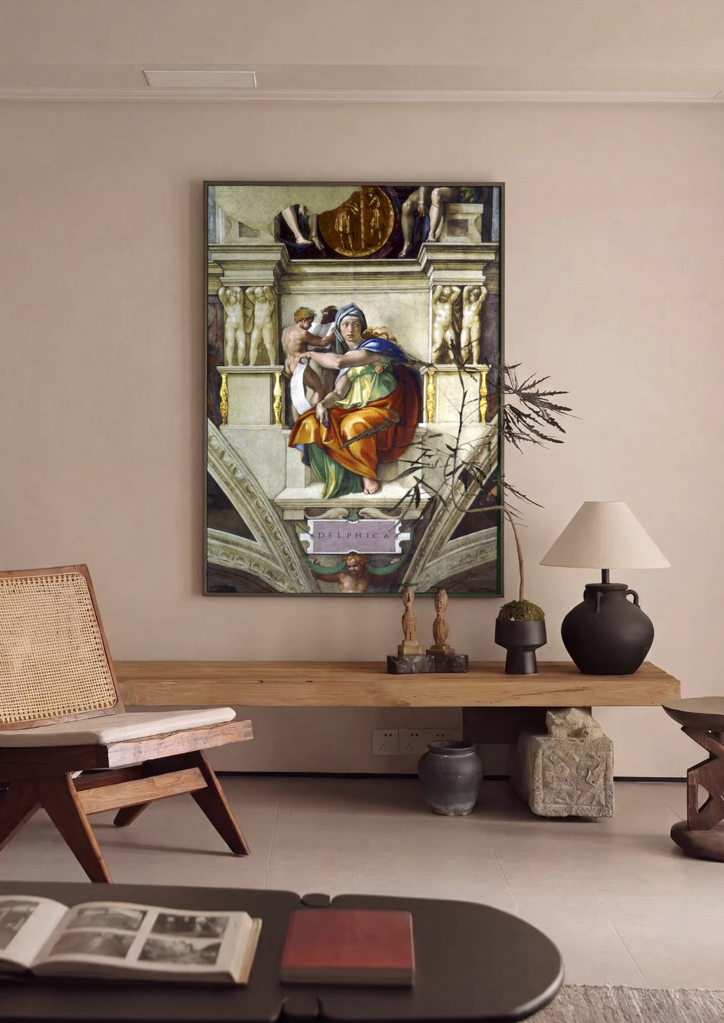 Quadro Decorativo A Sibila Délfica - Michelangelo em ambiente decorado
