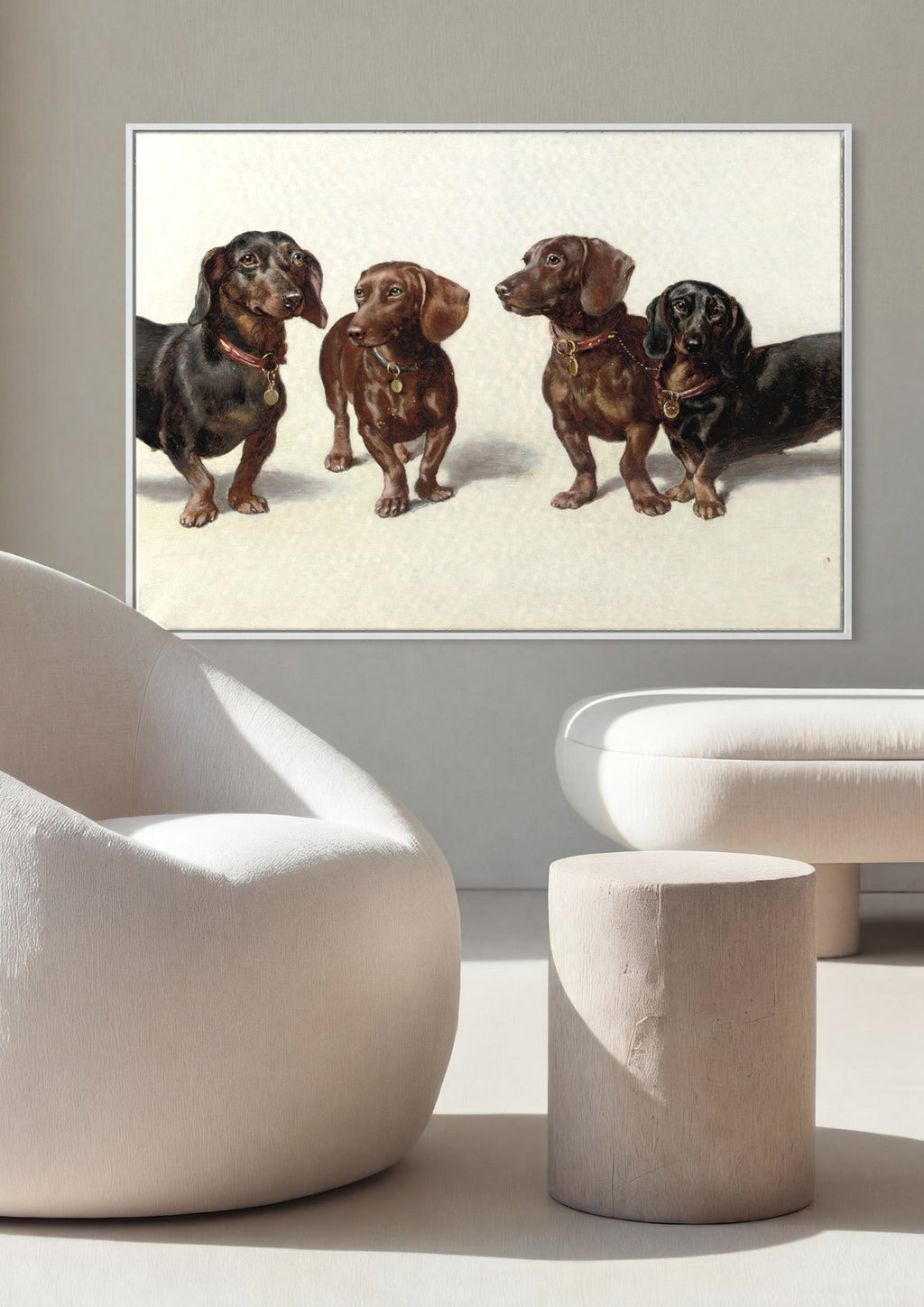 Quadro Decorativo Dachshunds - Carl Reichert em ambiente decorado