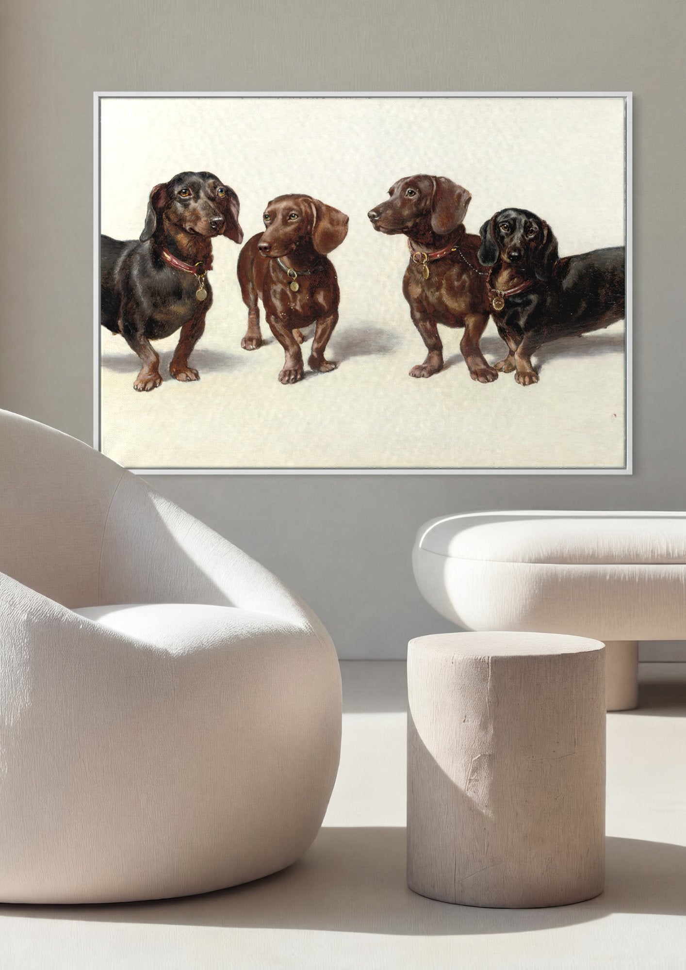 Quadro Decorativo Dachshunds - Carl Reichert em ambiente decorado