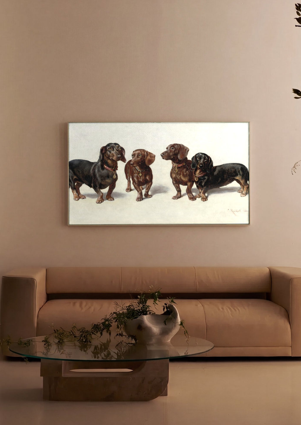 Quadro Decorativo Dachshunds - Carl Reichert em ambiente decorado