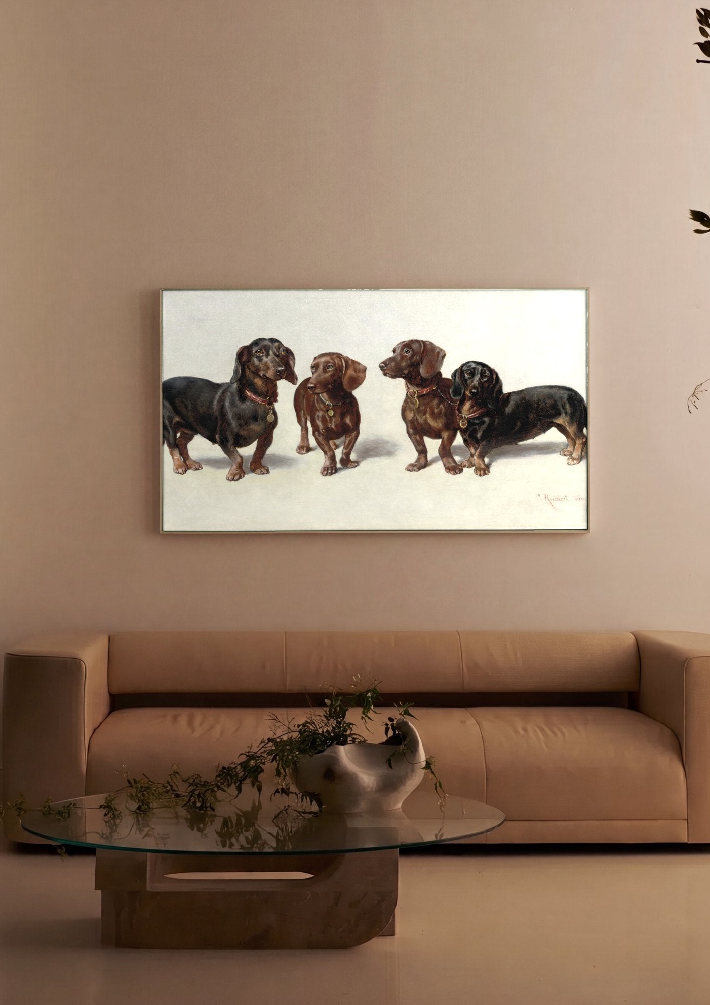 Quadro Decorativo Dachshunds - Carl Reichert em ambiente decorado