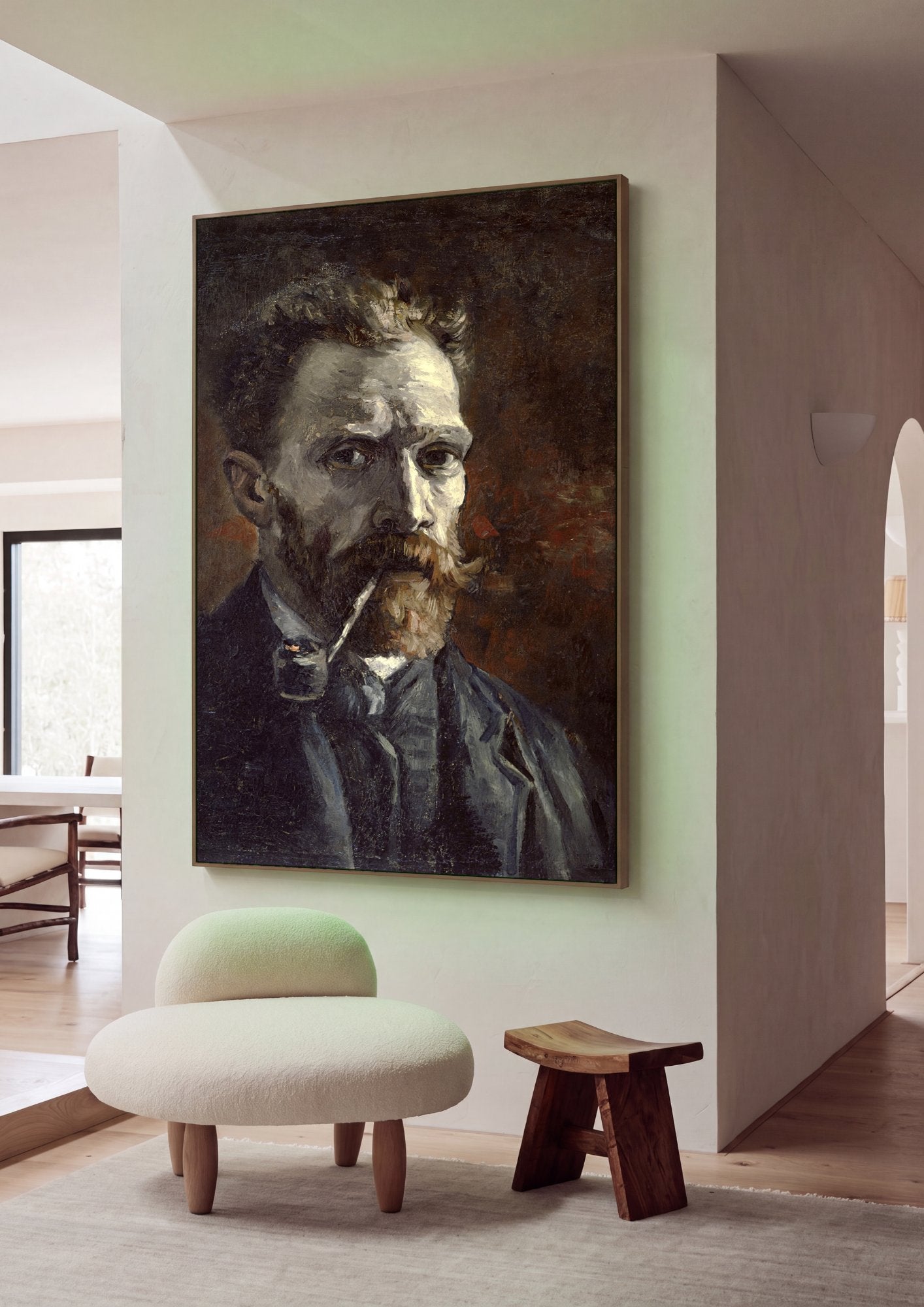Quadro Decorativo Autorretrato com Cachimbo - Van Gogh em ambiente decorado
