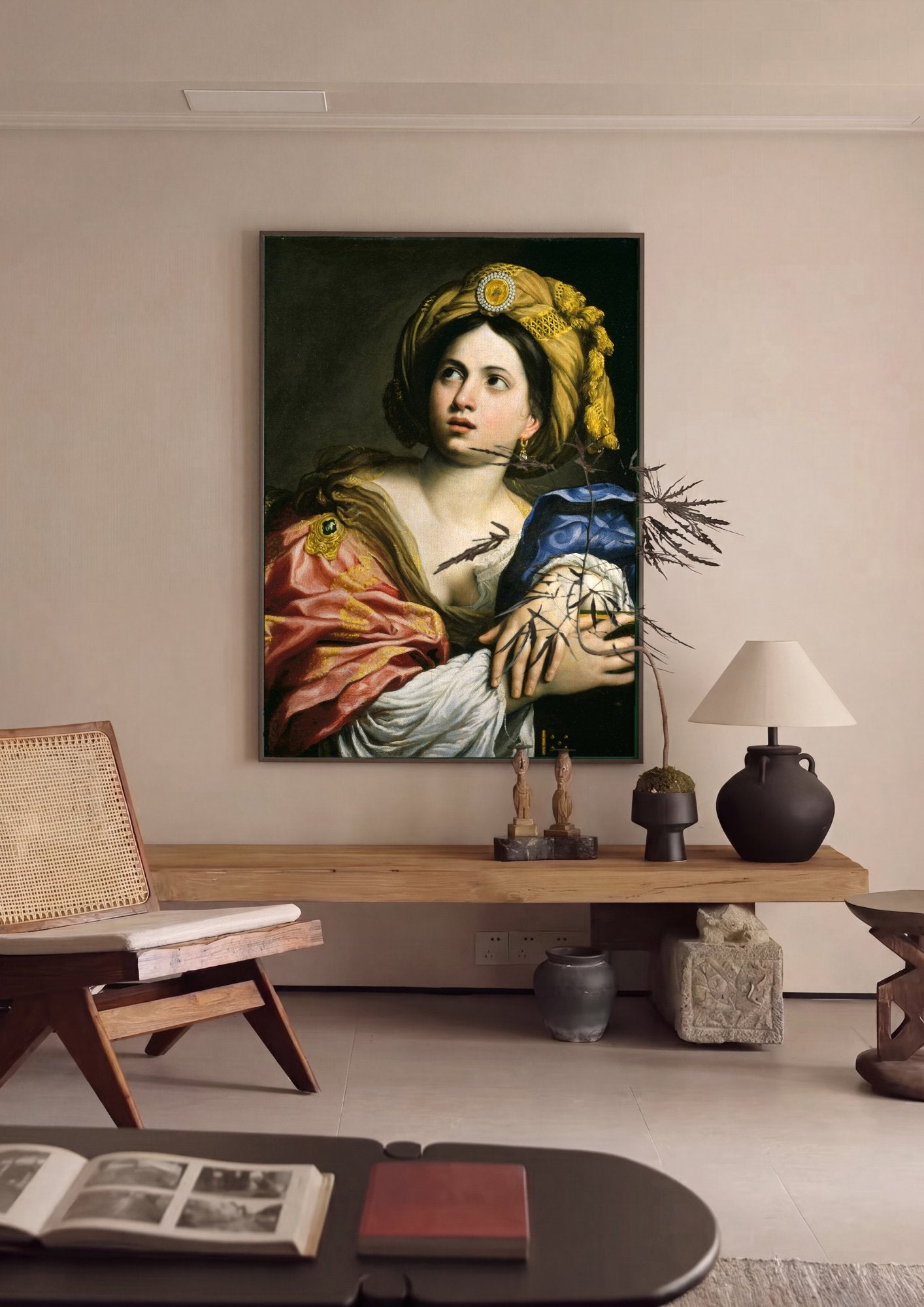 Quadro Decorativo 'Sibila Persa' - Domenichino em ambiente decorado