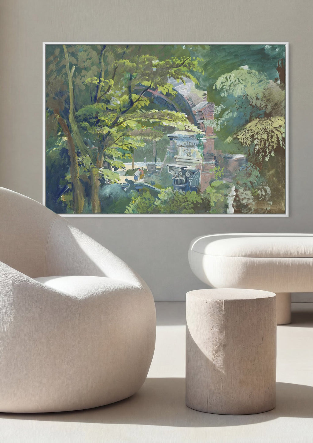 Quadro Decorativo A Ruína Romana em Schönbrunn - Oskar Laske em ambiente decorado