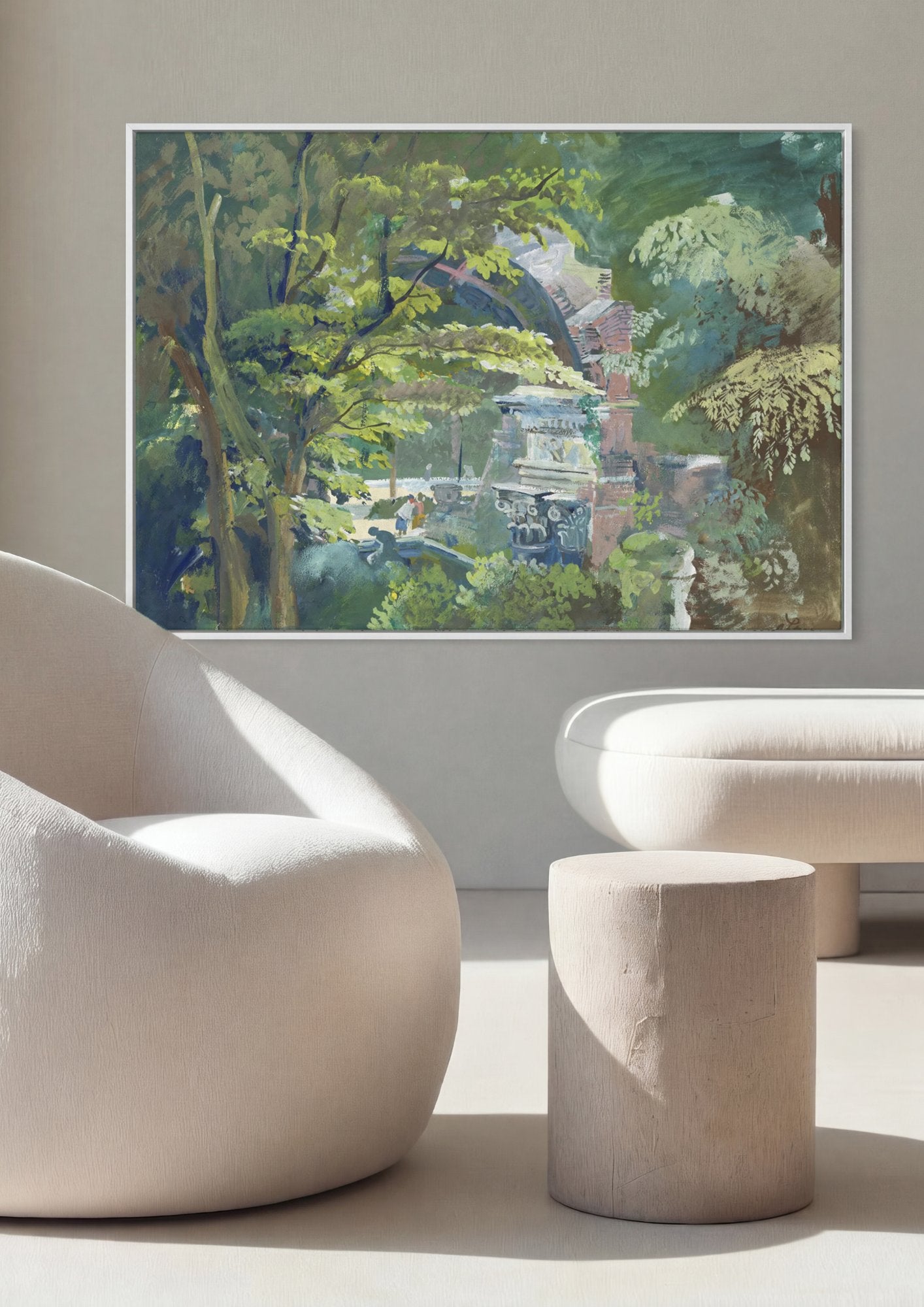 Quadro Decorativo A Ruína Romana em Schönbrunn - Oskar Laske em ambiente decorado