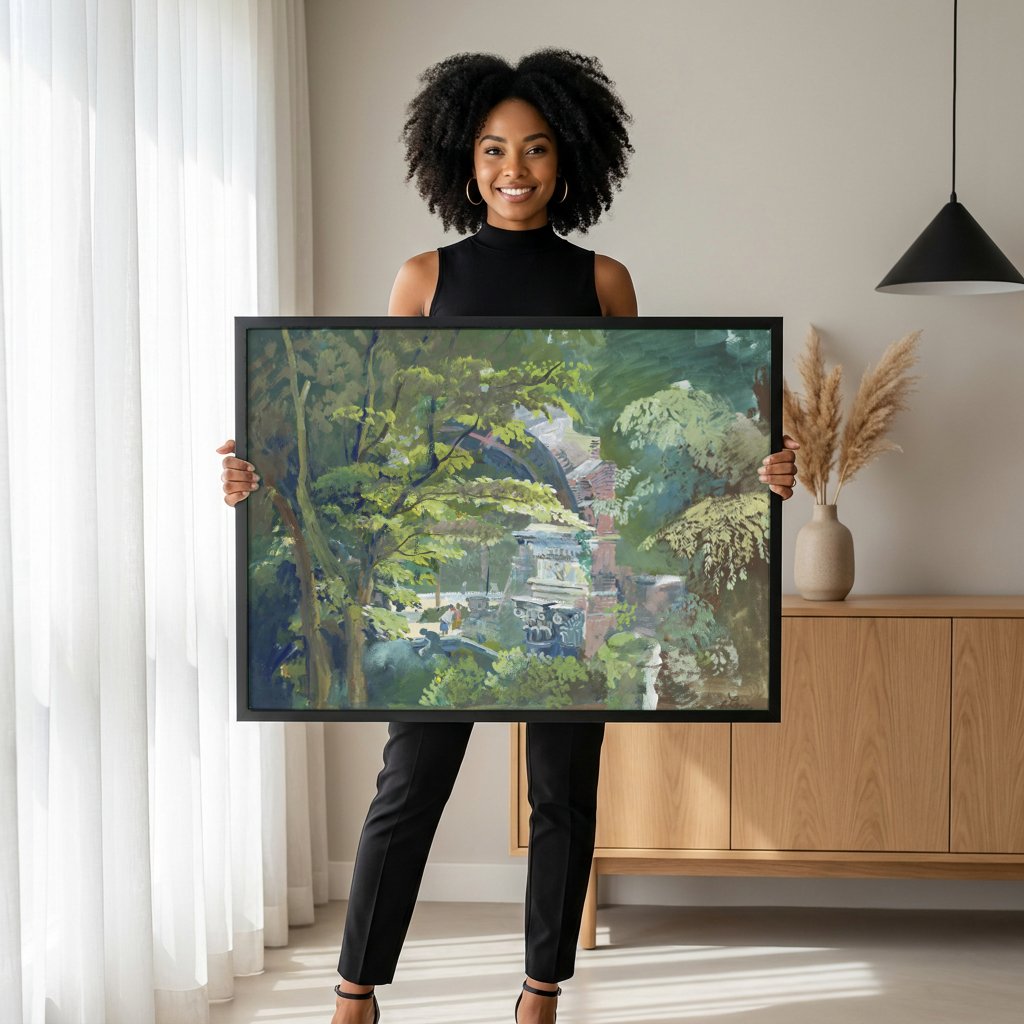 Quadro Decorativo A Ruína Romana em Schönbrunn - Oskar Laske com modelo em ambiente