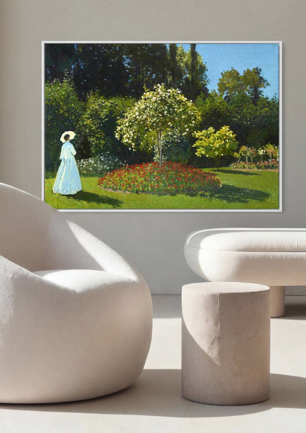 Quadro Decorativo A Mulher do Guarda-chuva - Claude Monet em ambiente decorado
