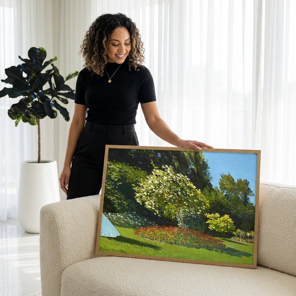 Quadro Decorativo A Mulher do Guarda-chuva - Claude Monet com modelo em ambiente