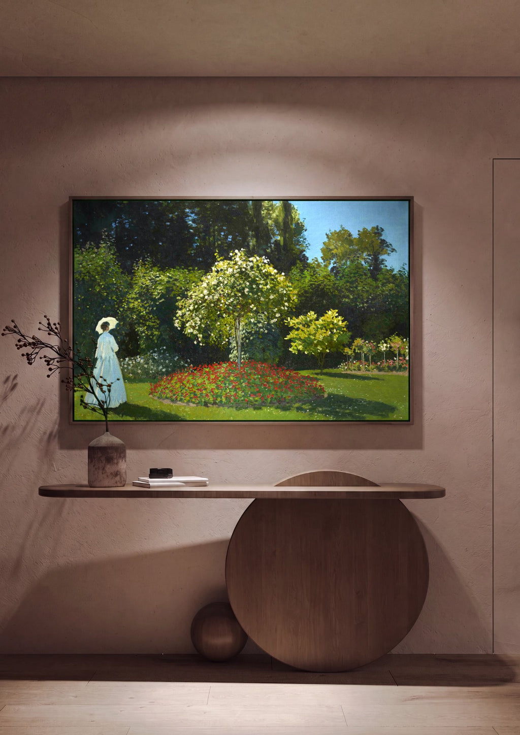 Quadro Decorativo A Mulher do Guarda-chuva - Claude Monet em ambiente decorado