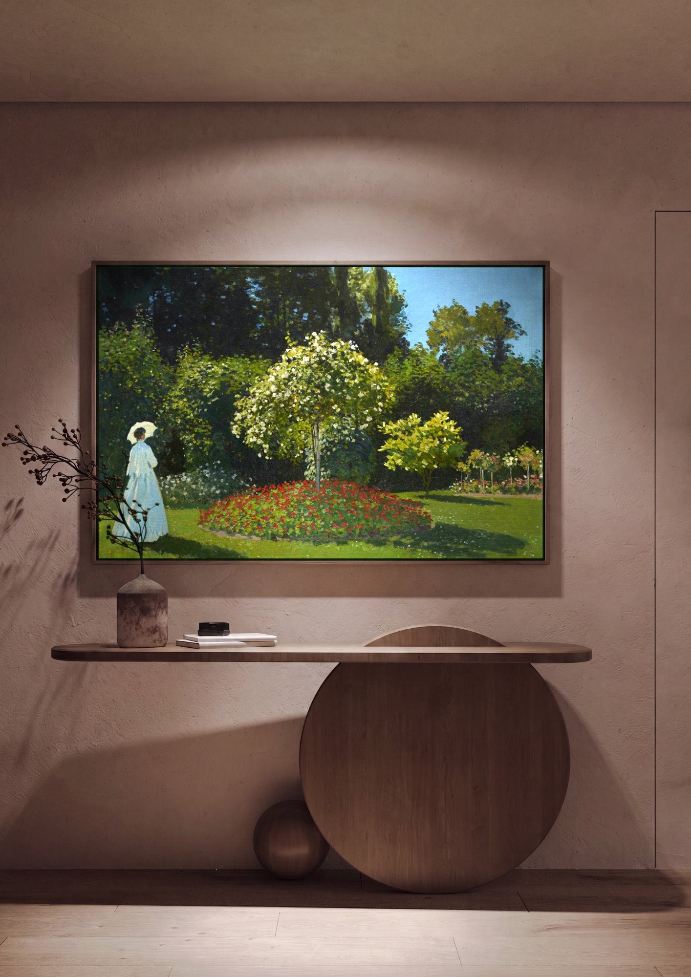Quadro Decorativo A Mulher do Guarda-chuva - Claude Monet em ambiente decorado