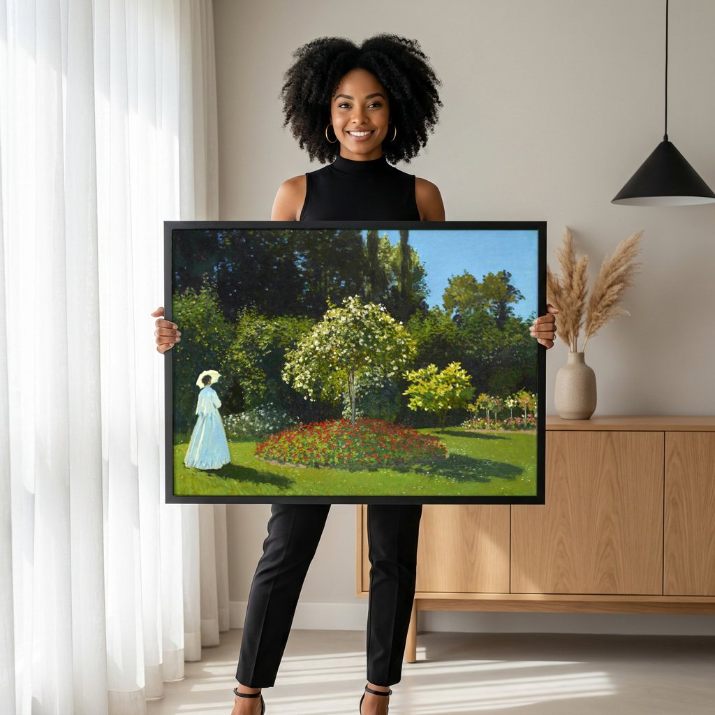 Quadro Decorativo A Mulher do Guarda-chuva - Claude Monet com modelo em ambiente