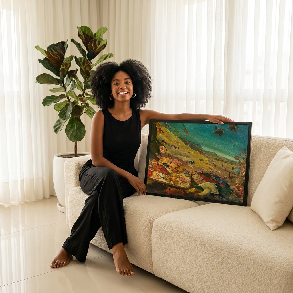 Quadro Decorativo A Terra da Abundância - Oskar Laske com modelo em ambiente
