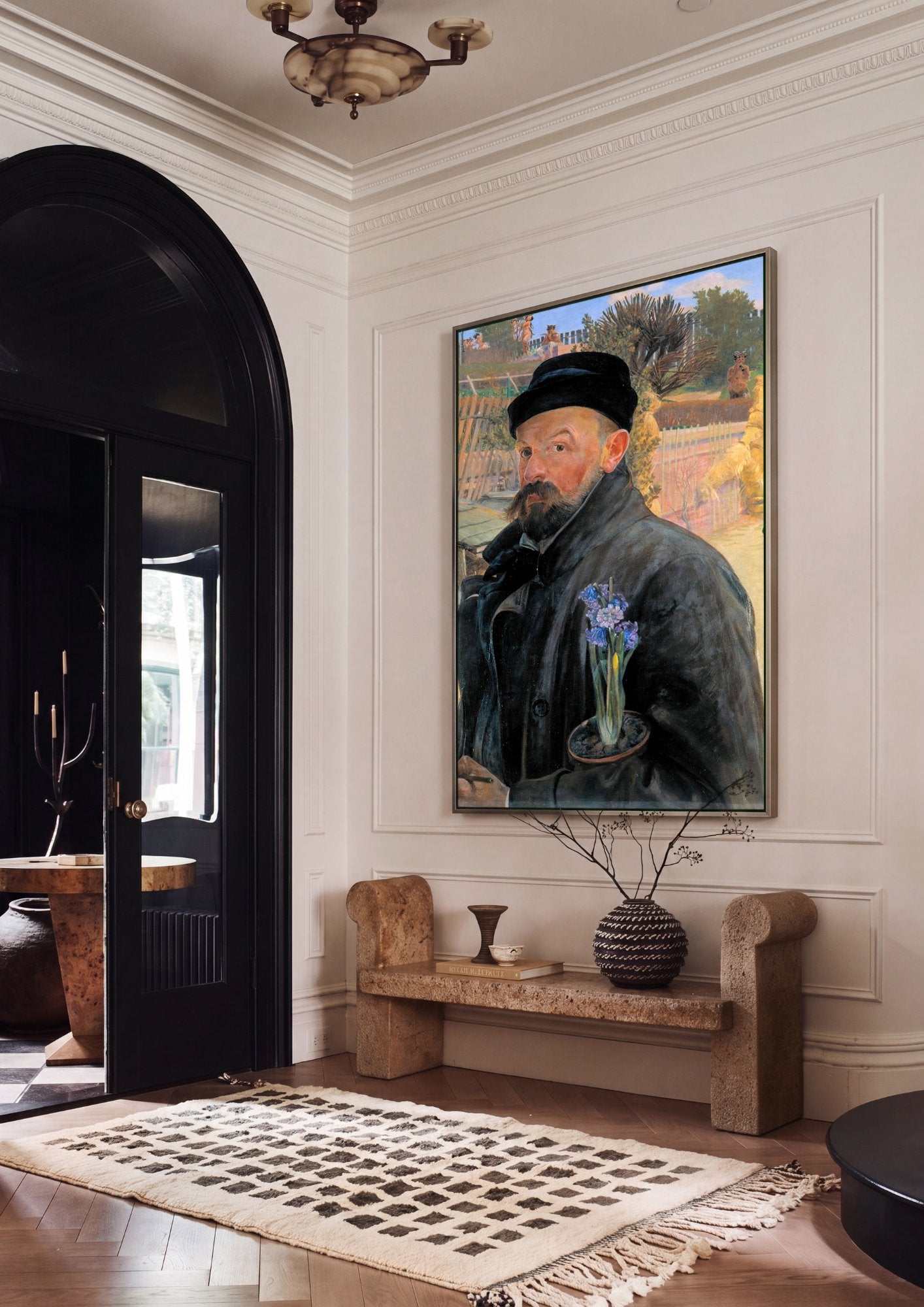 Quadro Decorativo Autorretrato com Jacinto - Jacek Malczewski em ambiente decorado