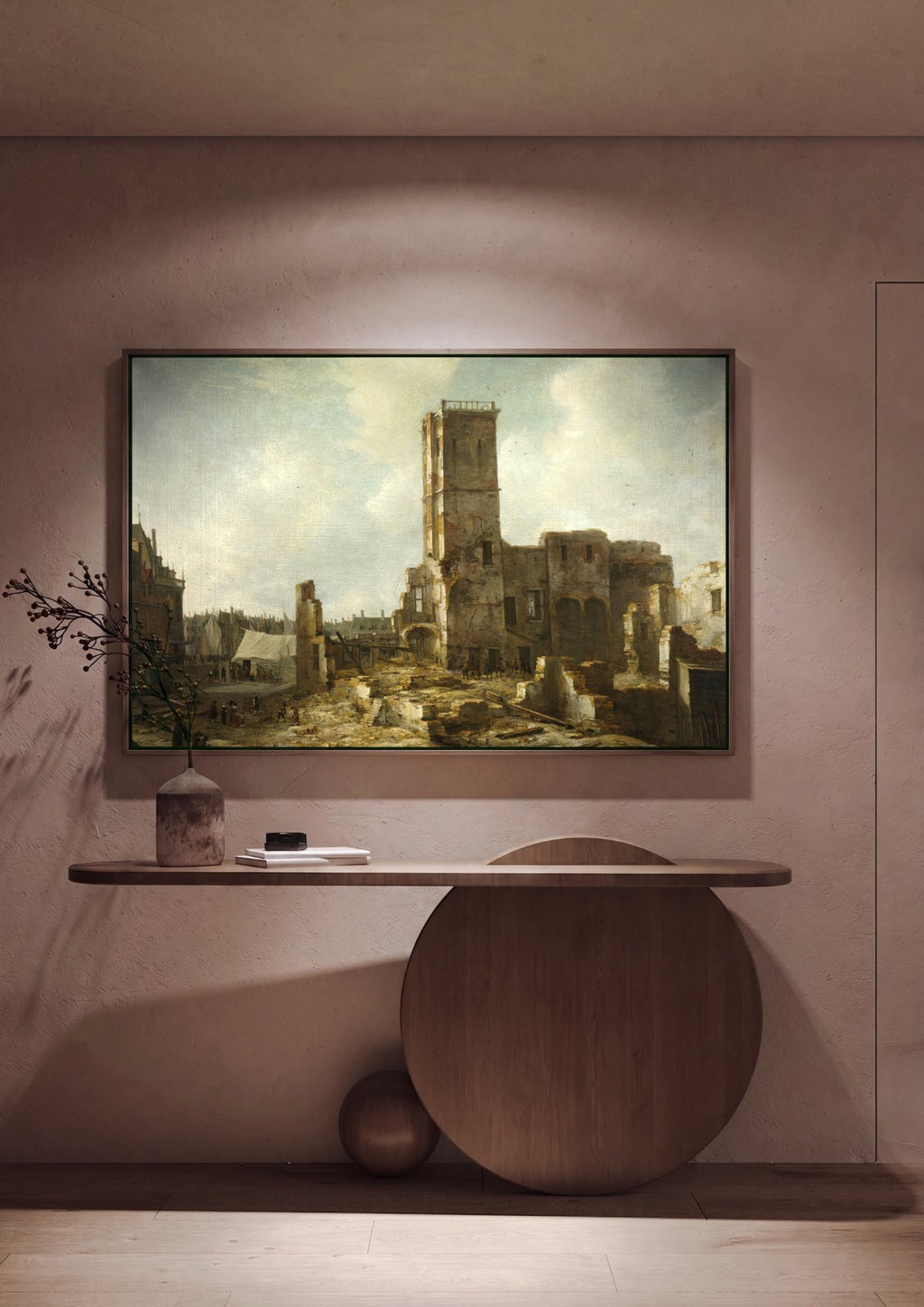 Quadro Decorativo Ruínas de um Edifício - Jan Abrahamsz Beerstraaten em ambiente decorado