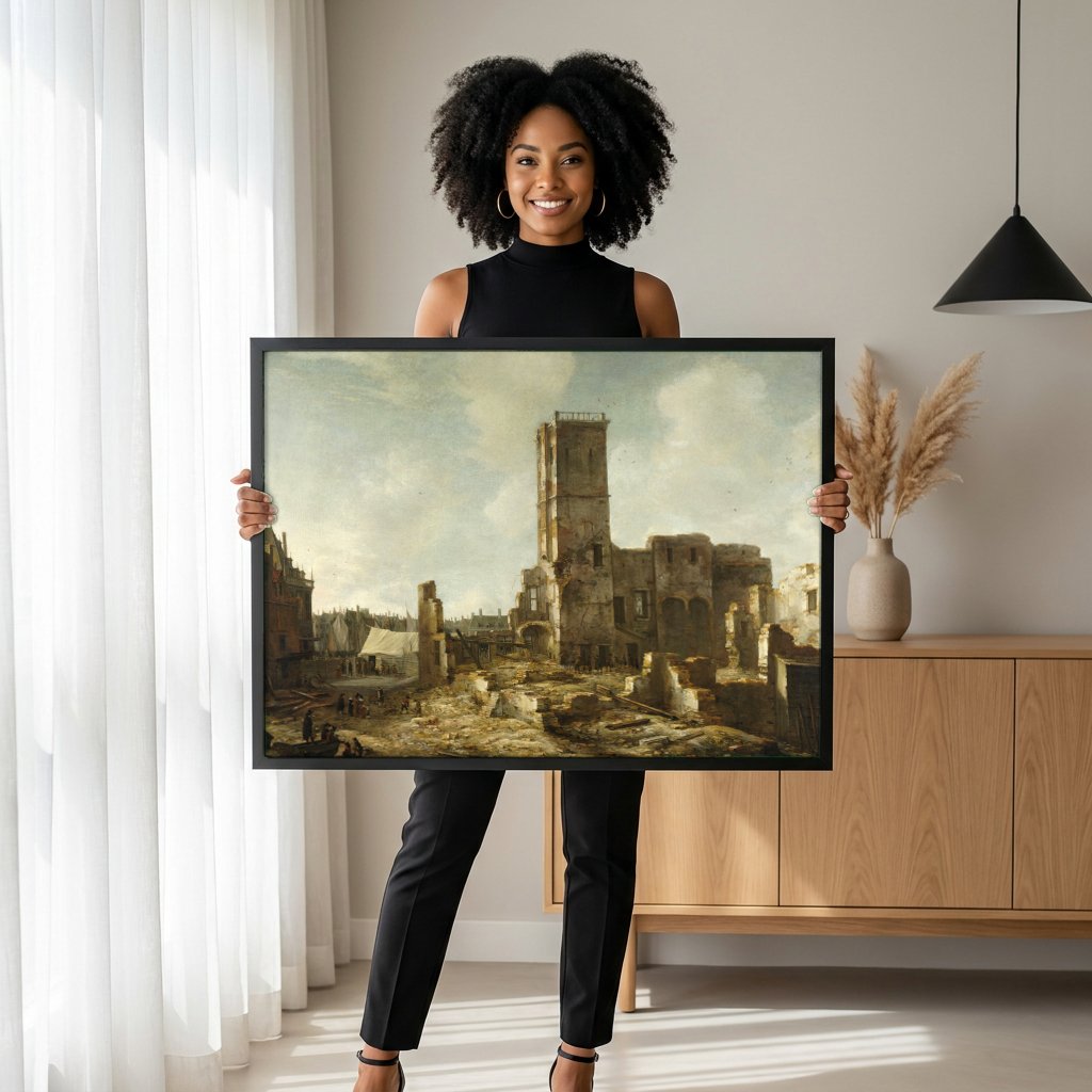 Quadro Decorativo Ruínas de um Edifício - Jan Abrahamsz Beerstraaten com modelo em ambiente