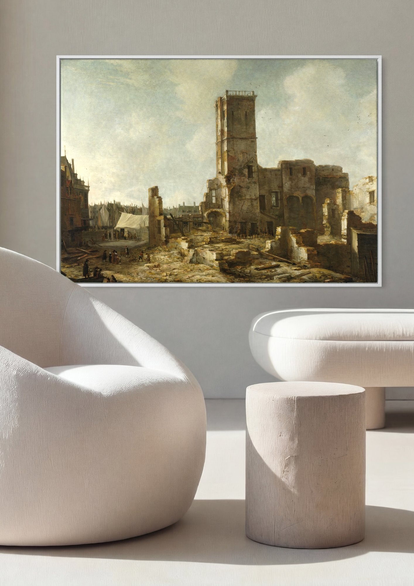 Quadro Decorativo Ruínas de um Edifício - Jan Abrahamsz Beerstraaten em ambiente decorado