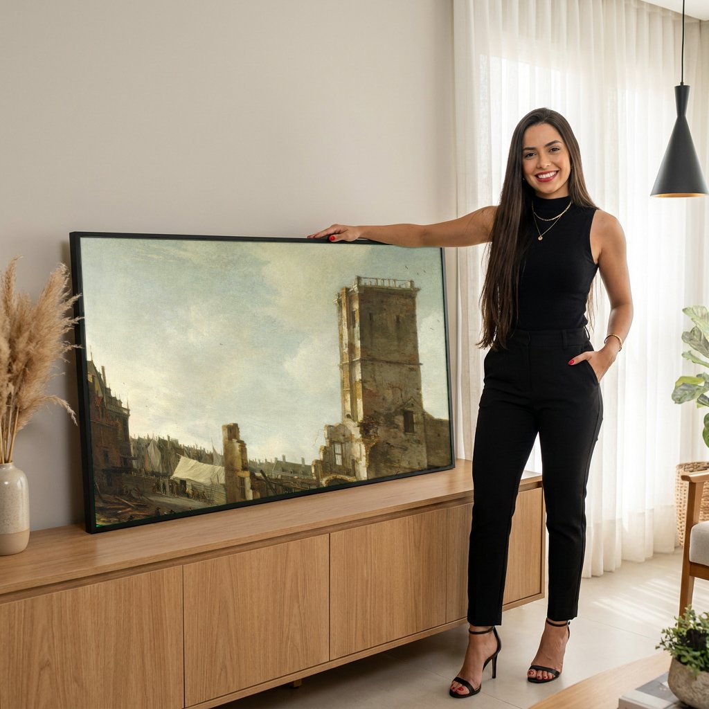 Quadro Decorativo Ruínas de um Edifício - Jan Abrahamsz Beerstraaten com modelo em ambiente