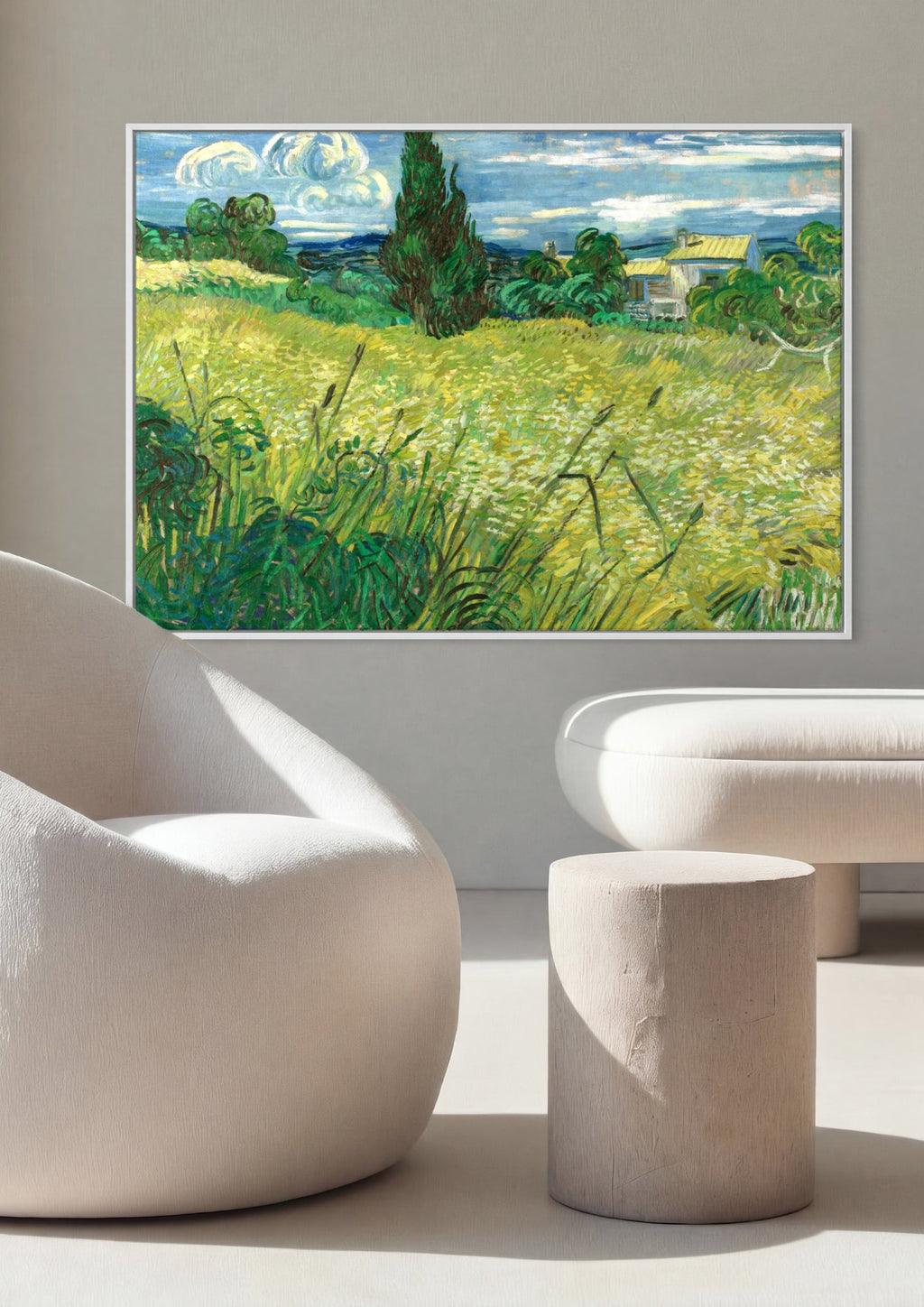 Quadro Decorativo Campo de Trigo com Cipreste - Van Gogh em ambiente decorado