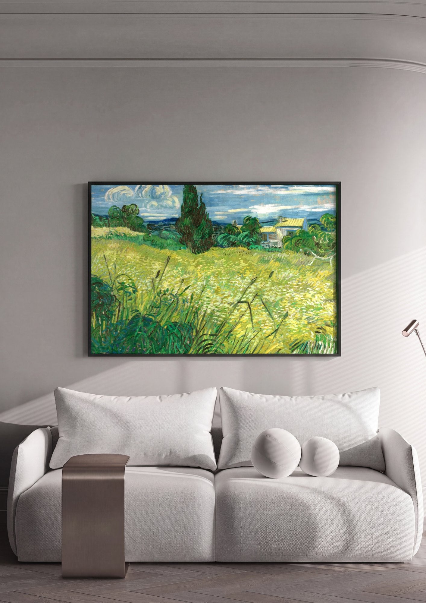 Quadro Decorativo Campo de Trigo com Cipreste - Van Gogh em ambiente decorado