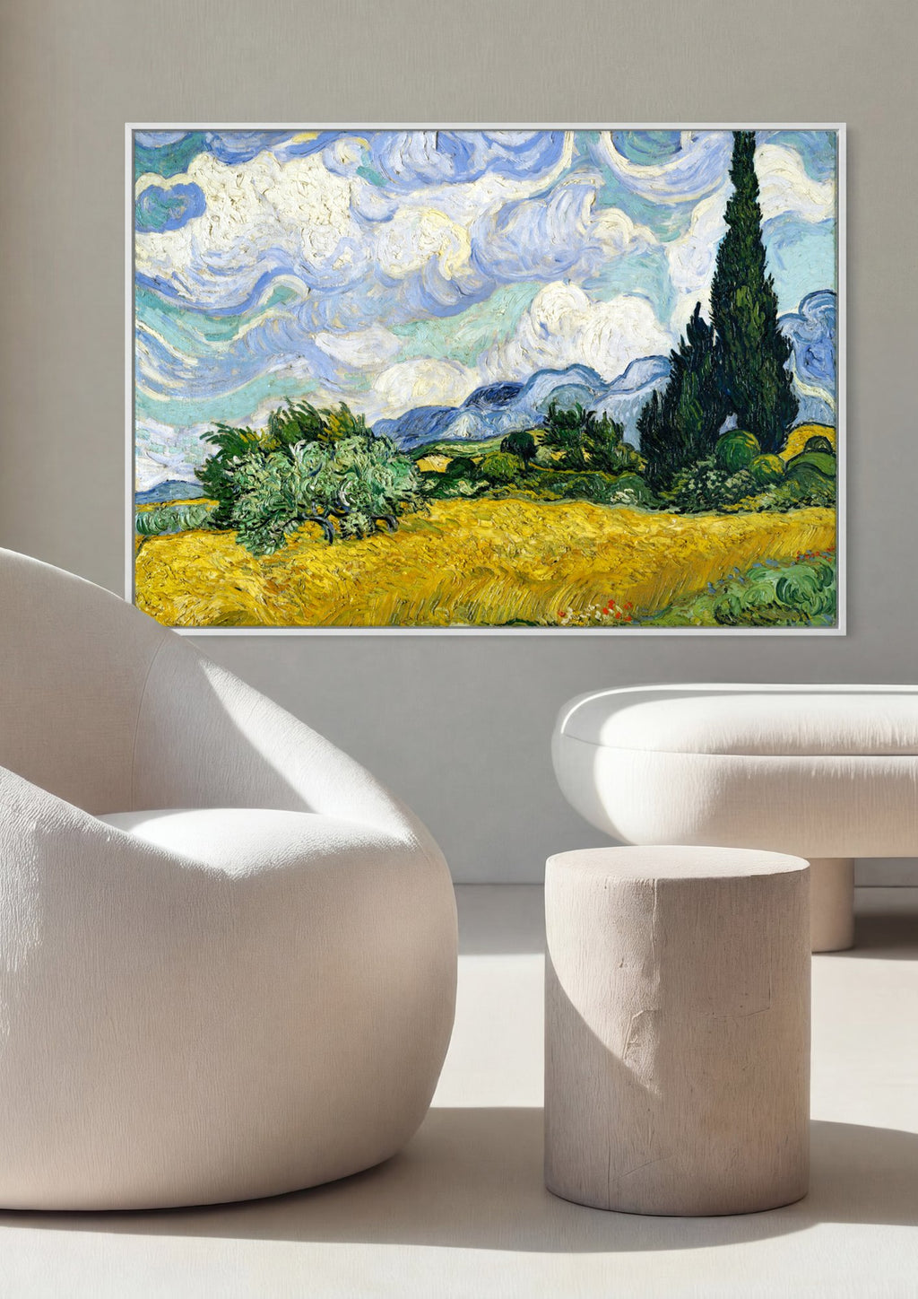Quadro Decorativo Campo de Trigo com Ciprestes - Van Gogh em ambiente decorado