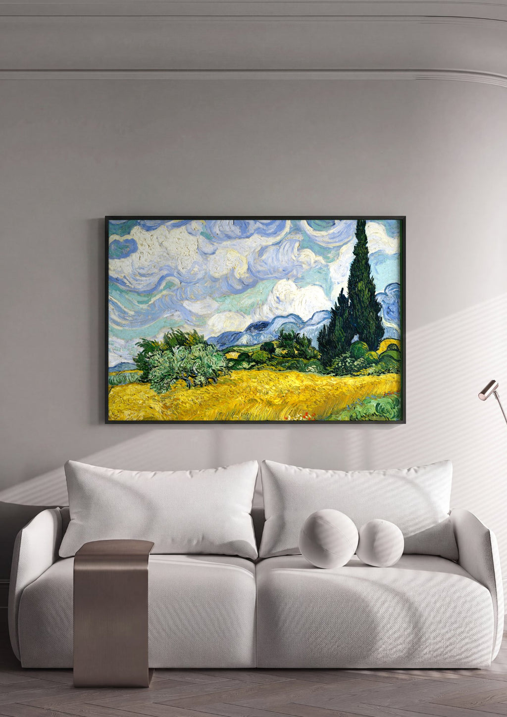 Quadro Decorativo Campo de Trigo com Ciprestes - Van Gogh em ambiente decorado
