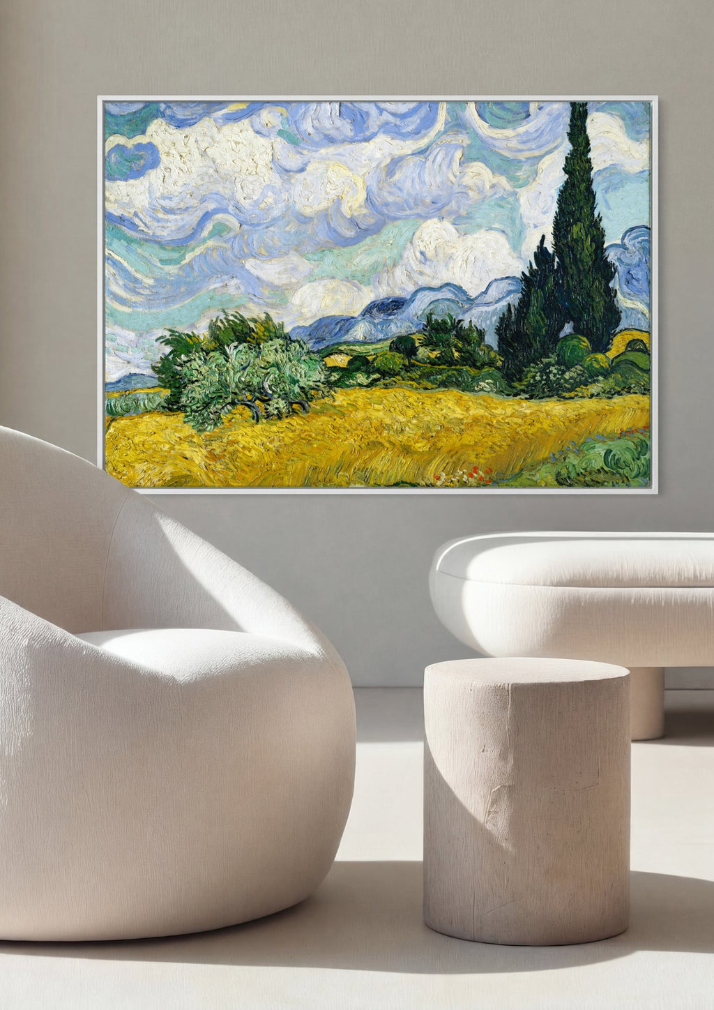 Quadro Decorativo Campo de Trigo com Ciprestes - Van Gogh em ambiente decorado