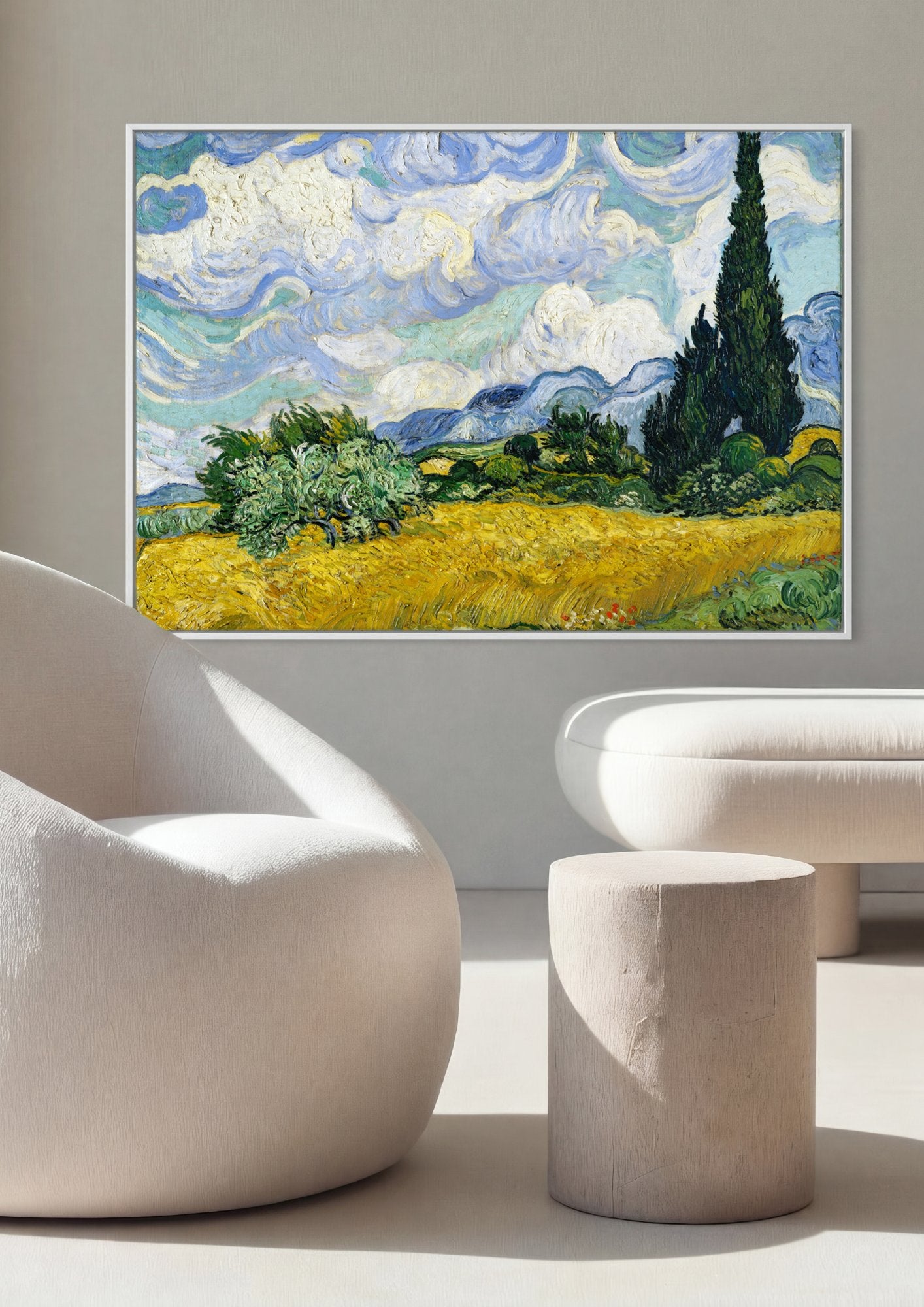 Quadro Decorativo Campo de Trigo com Ciprestes - Van Gogh em ambiente decorado