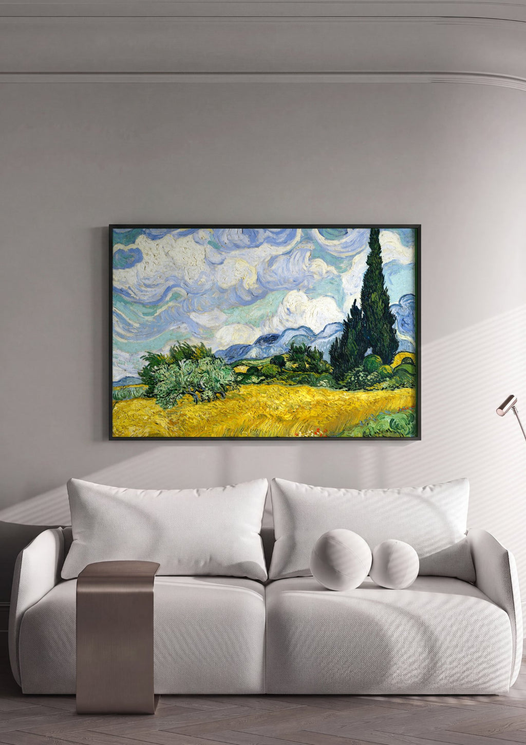 Quadro Decorativo Campo de Trigo com Ciprestes - Van Gogh em ambiente decorado