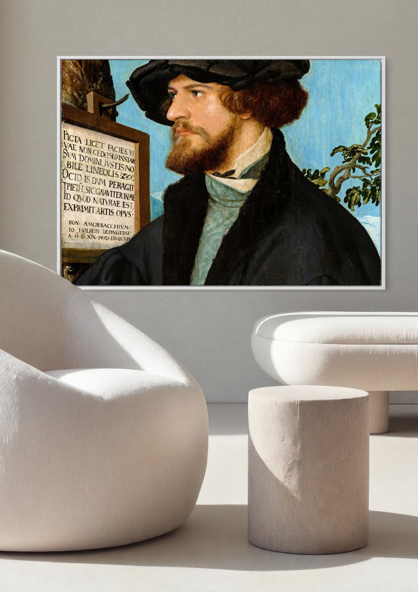 Quadro Decorativo O Retrato de Bonifacius Amerbach - Hans Holbein, o Jovem em ambiente decorado