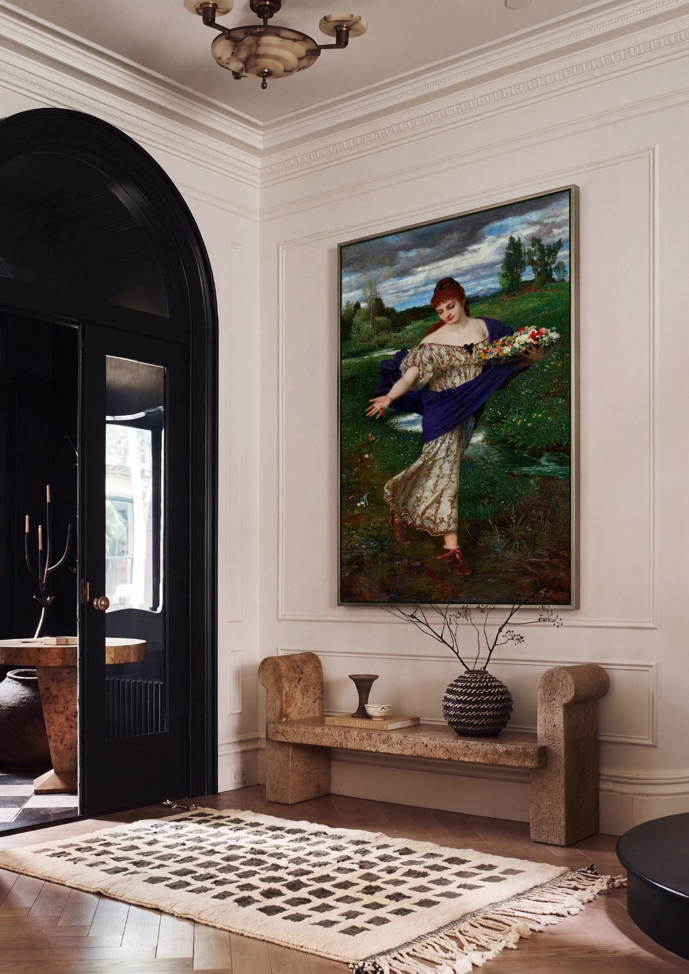 Quadro Decorativo Primavera - Arnold Böcklin em ambiente decorado