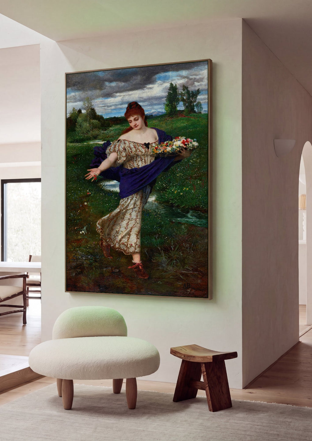 Quadro Decorativo Primavera - Arnold Böcklin em ambiente decorado