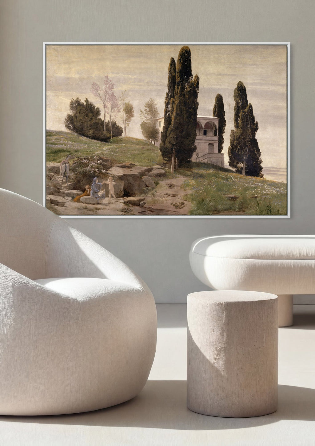 Quadro Decorativo A Chegada - Arnold Böcklin em ambiente decorado