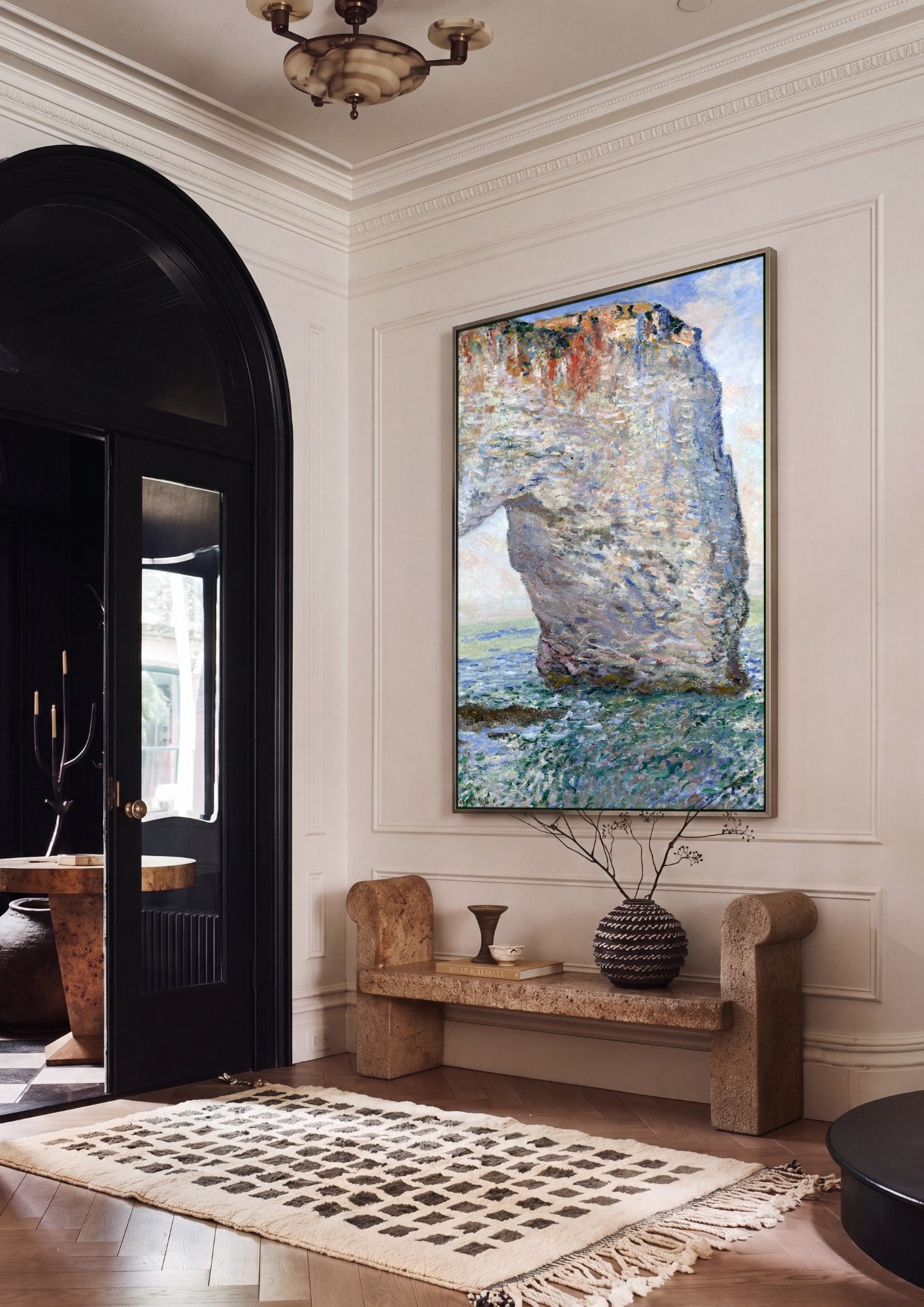 Quadro Decorativo Falésias de Étretat - Claude Monet em ambiente decorado