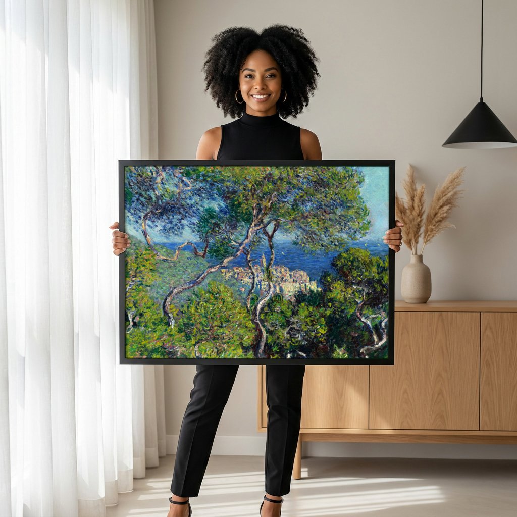 Quadro Decorativo 'Vista de Bordighera' - Claude Monet com modelo em ambiente